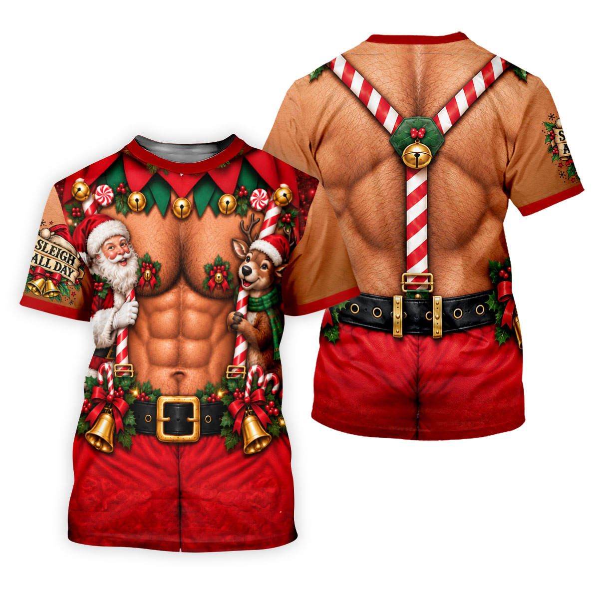 Sleigh All Day Muscle Christmas Golf Shirt, Golf Shirts For Women, Womens Golf Tops