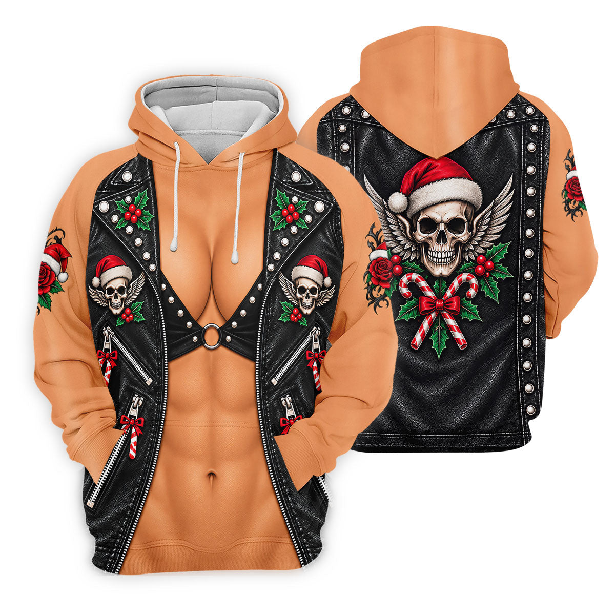 Santa Skull Biker Vest Christmas Golf Shirt, Mens Golf Apparel, Mens Golf Clothing