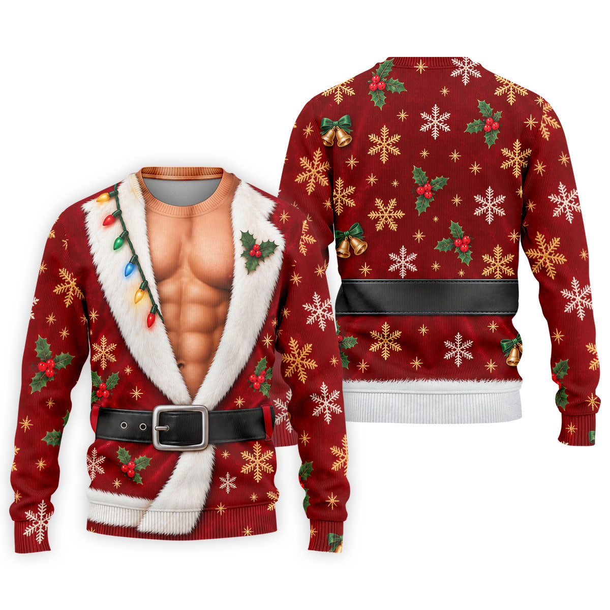 Red Muscle Santa Robe Christmas Golf Shirt, Golf Gifts For Men, Mens Golf Clothing