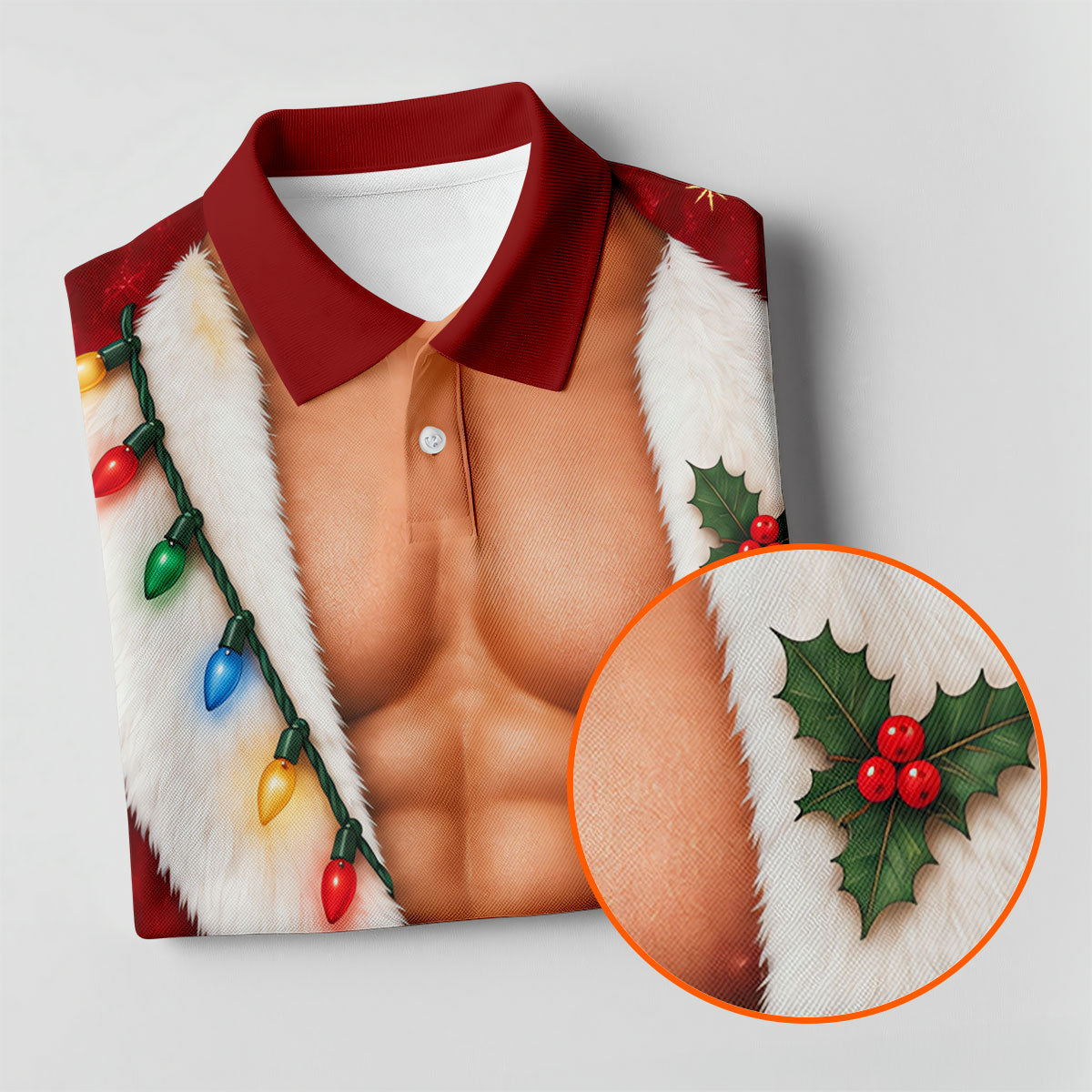 Red Muscle Santa Robe Christmas Golf Shirt, Golf Gifts For Men, Mens Golf Clothing