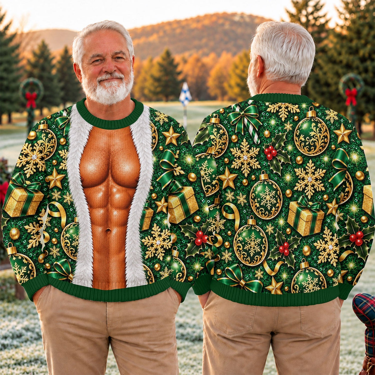 Green Muscle Santa Ugly Christmas Sweater, Christmas Gifts, Funny Christmas Outfit
