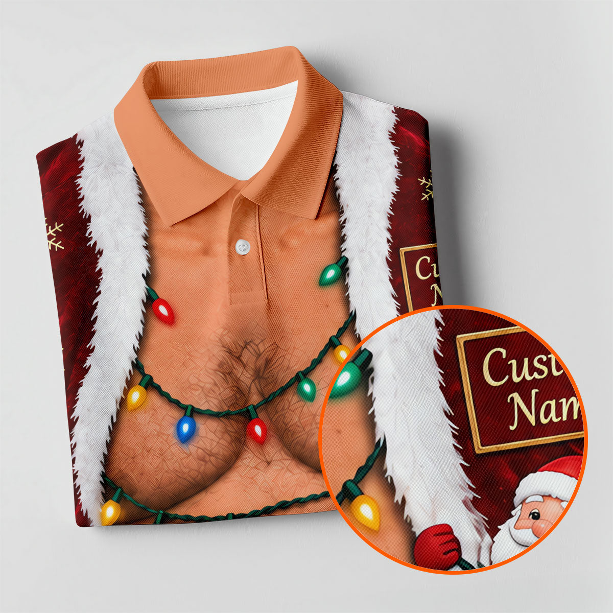 Custom Name Santa Suit Belly Christmas Golf Shirt, Mens Golf Polo, Mens Golf Shirts