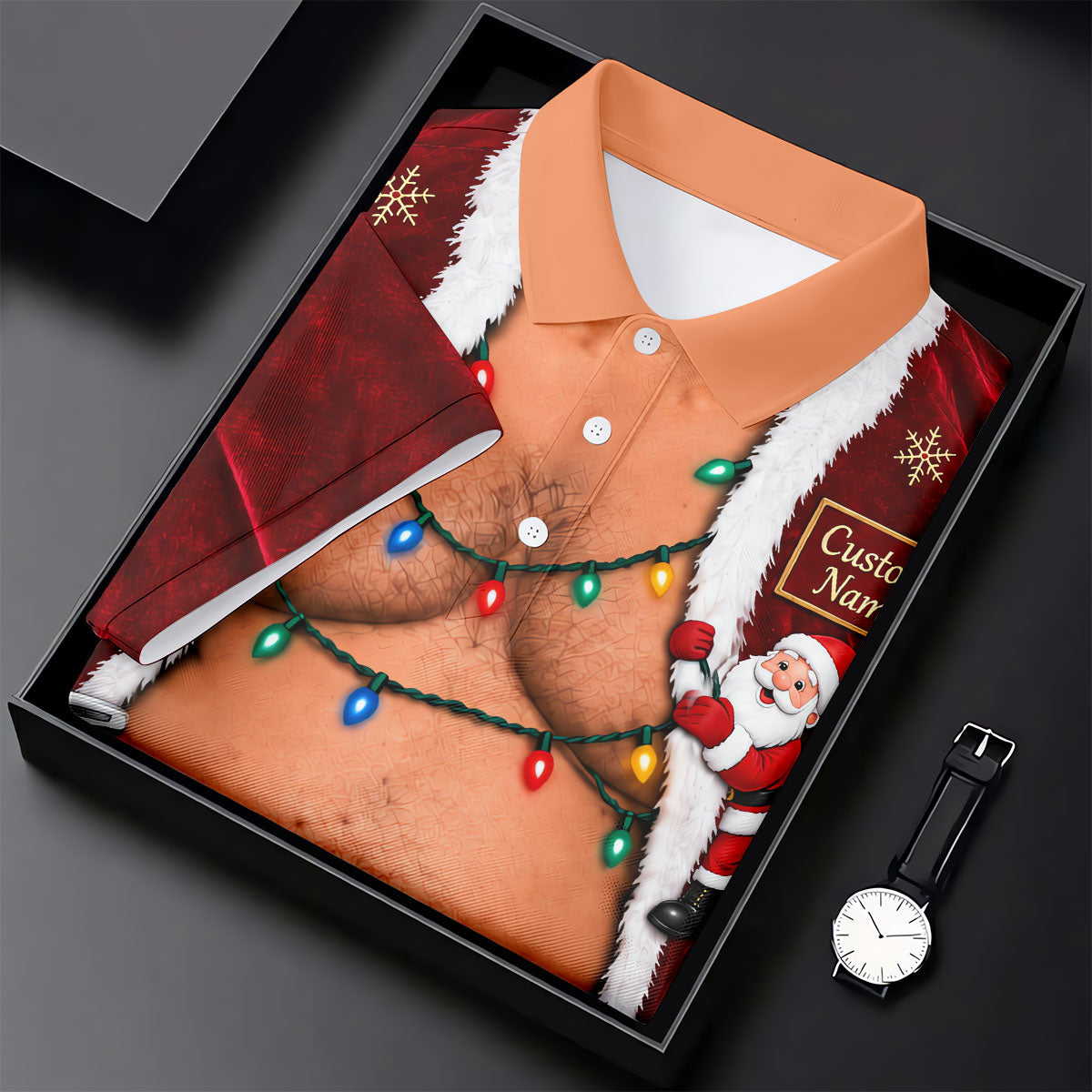 Custom Name Santa Suit Belly Christmas Golf Shirt, Mens Golf Polo, Mens Golf Shirts