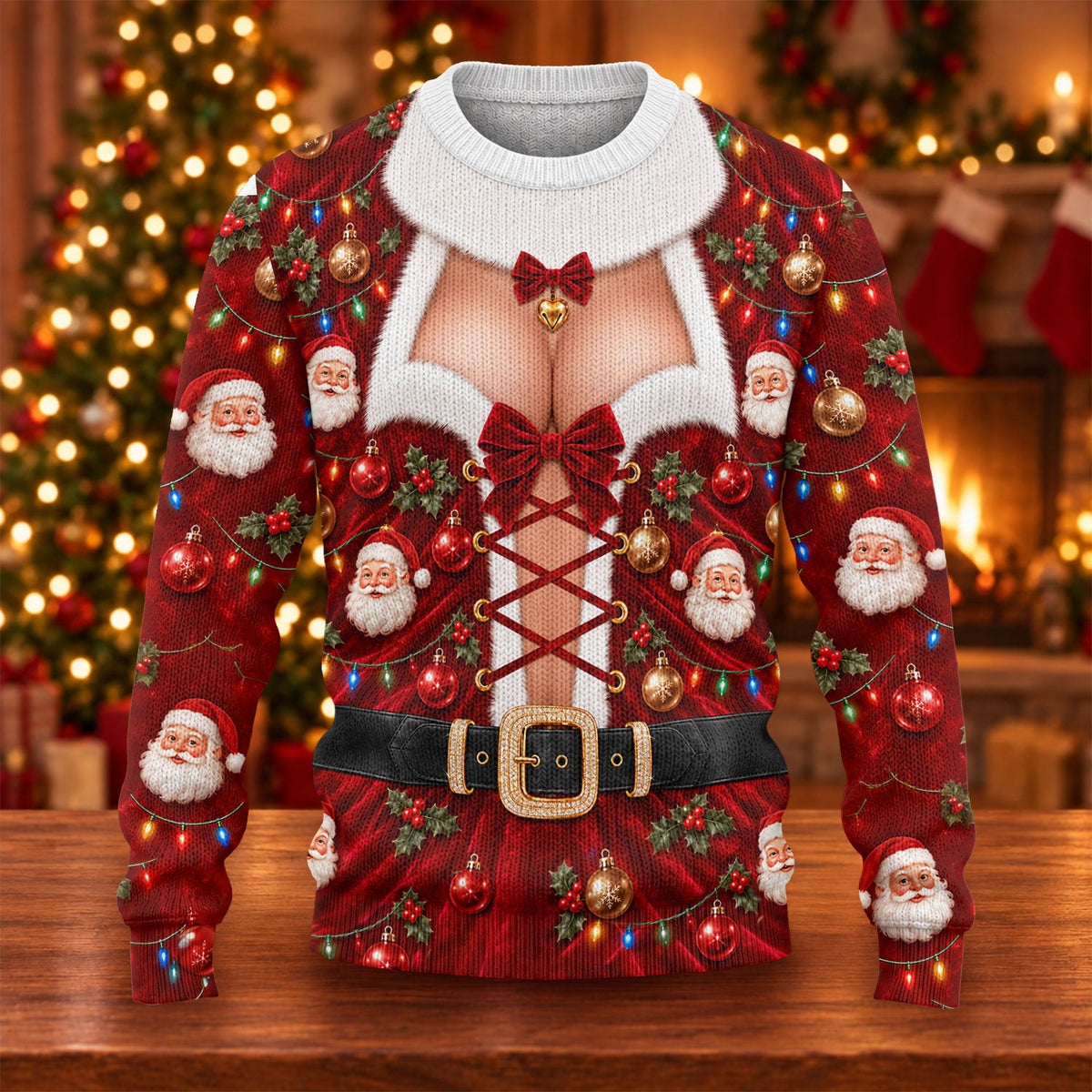 Santa Lace Up Corset Ugly Christmas Sweater, Christmas Golf Gift, Golf Lover Gifts