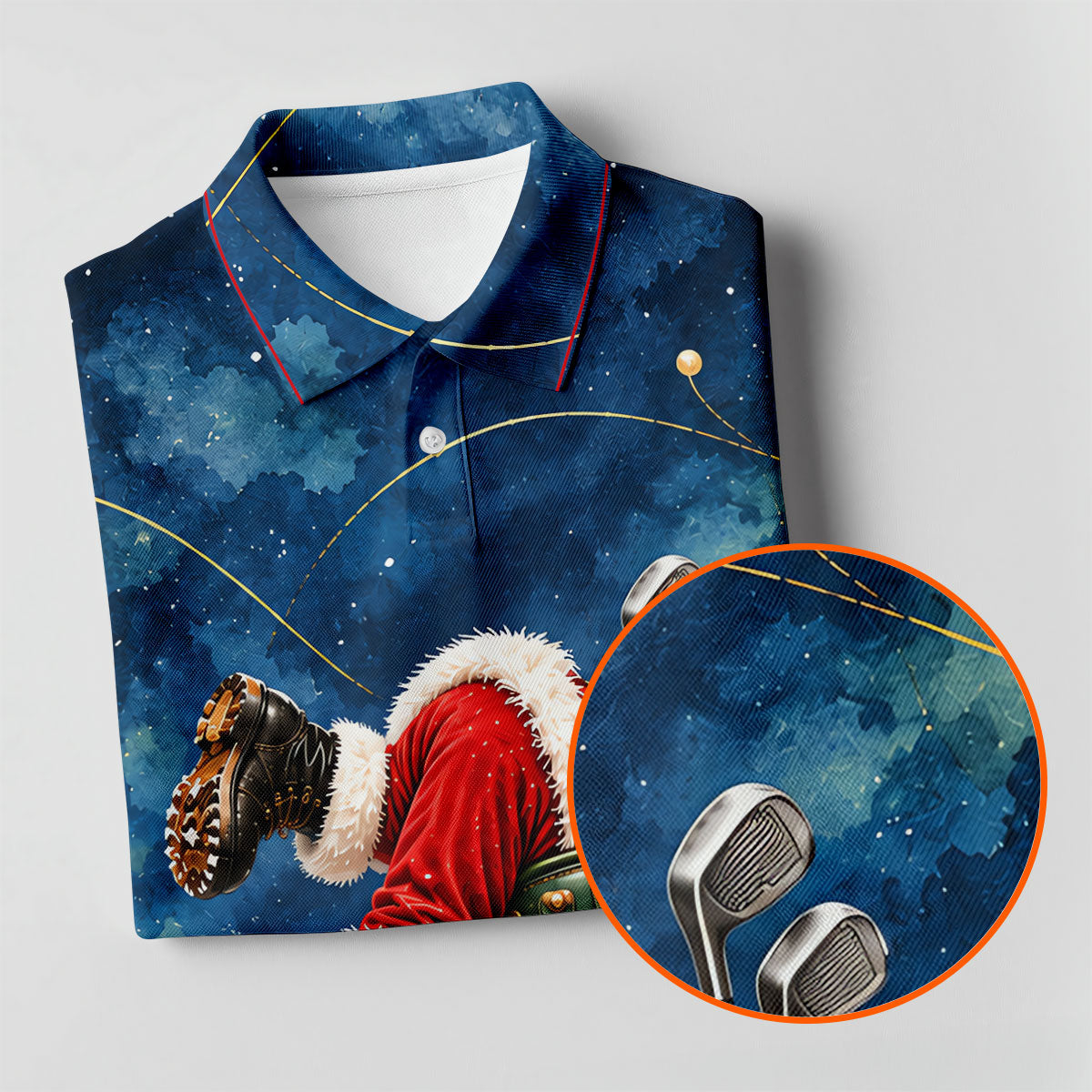 Blue Santa Diving Golf Bag Christmas Golf Shirt, Mens Golf Apparel, Mens Golf Shirts