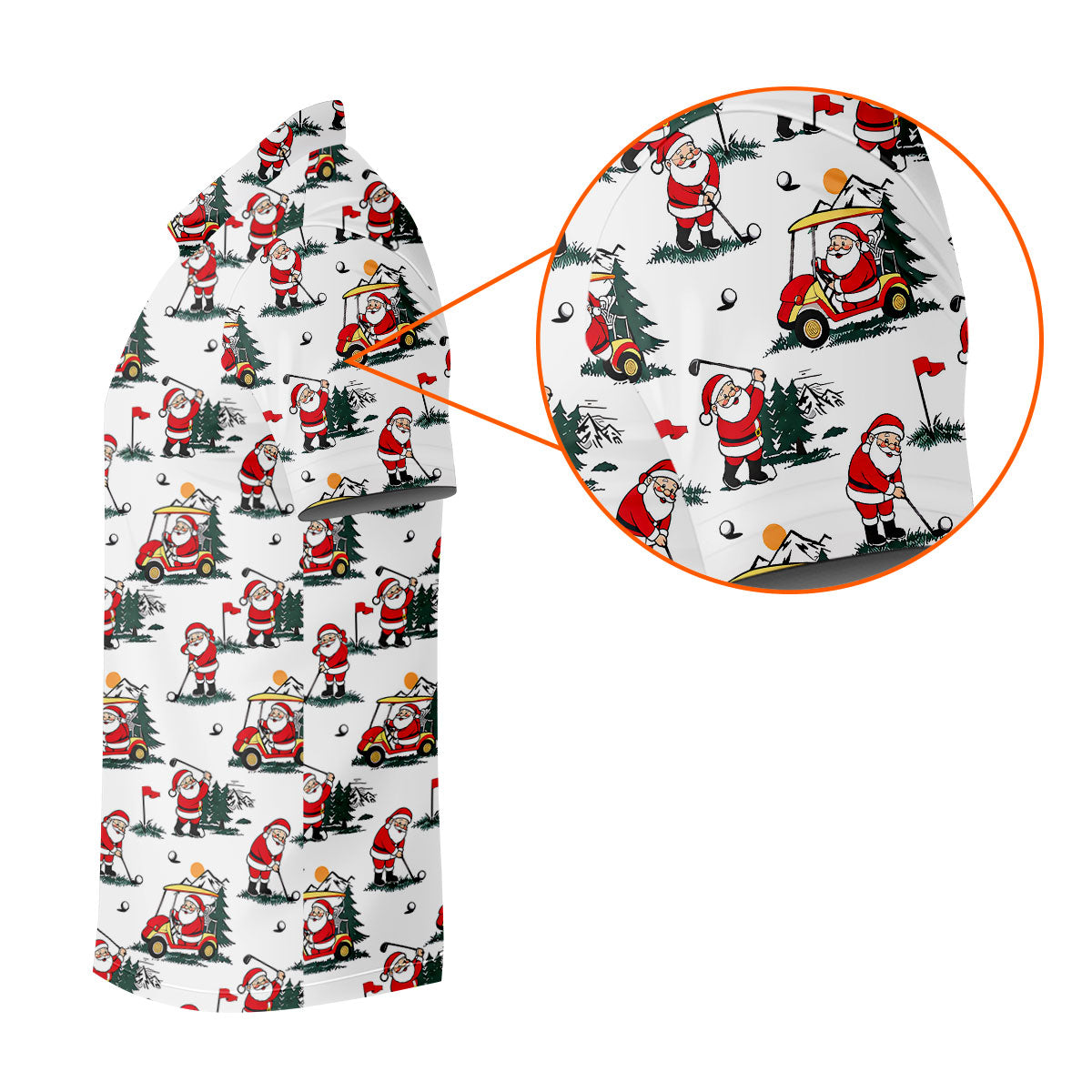 Santa Golf Cart Pattern Christmas Golf Shirt, Golf Polo For Men, Golf Shirts For Men