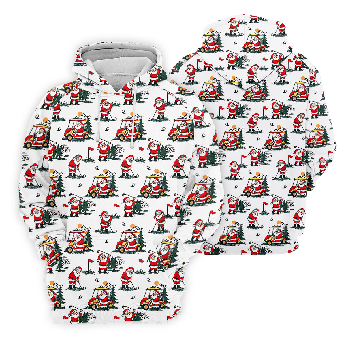 Santa Golf Cart Pattern Christmas Golf Shirt, Golf Polo For Men, Golf Shirts For Men