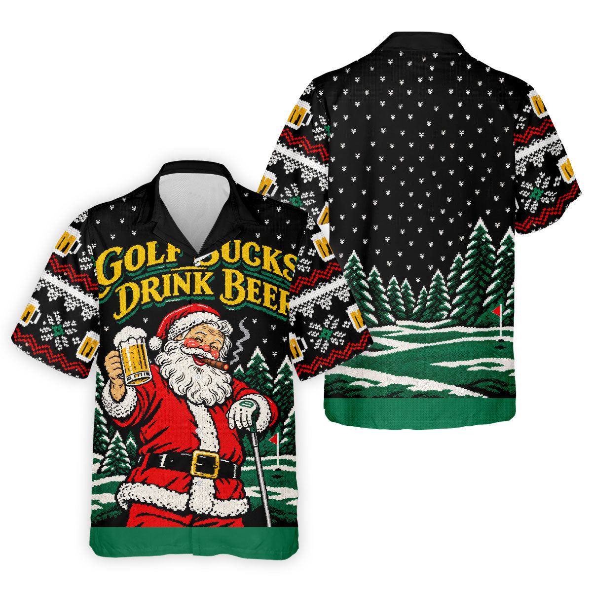 Golf Sucks Drink Beer Santa Christmas Golf Shirt, Mens Golf Polo, Golf Shirts For Men