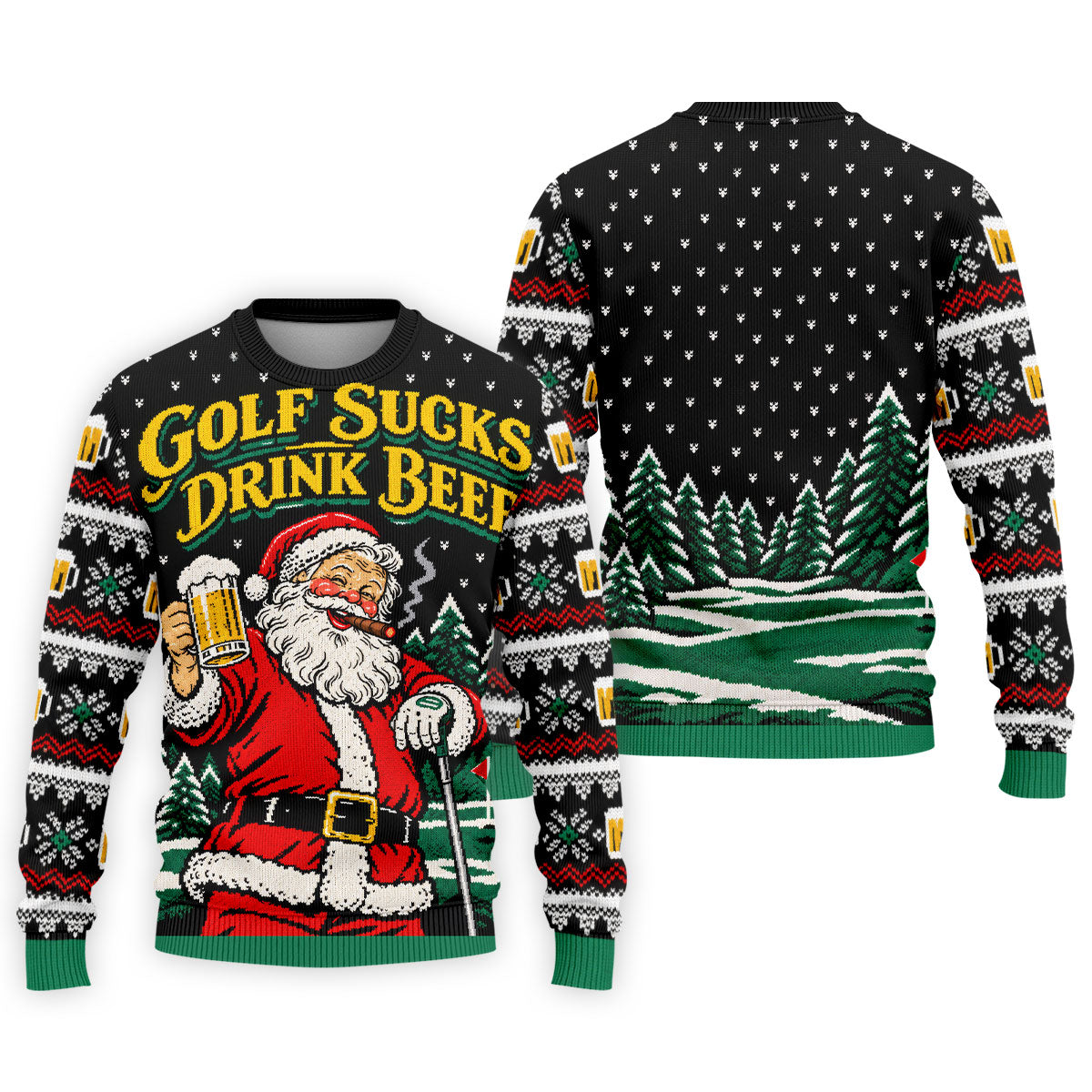 Golf Sucks Drink Beer Santa Christmas Golf Shirt, Mens Golf Polo, Golf Shirts For Men