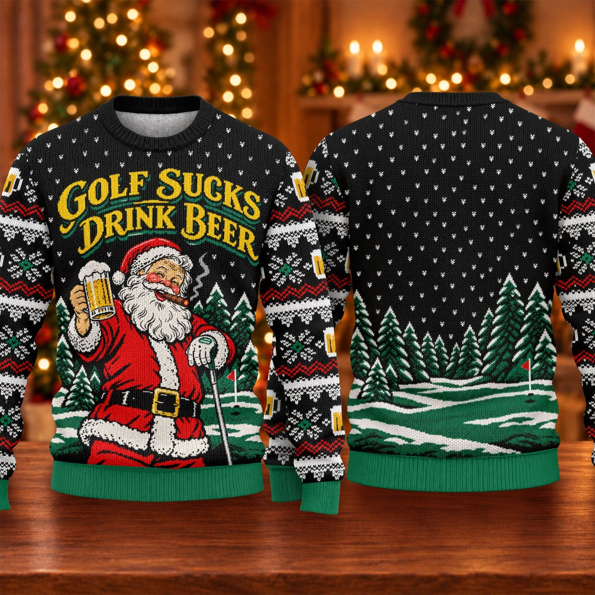 Golf Sucks Drink Beer Santa Ugly Christmas Sweater, Golf Lover Gifts, Funny Xmas Gift