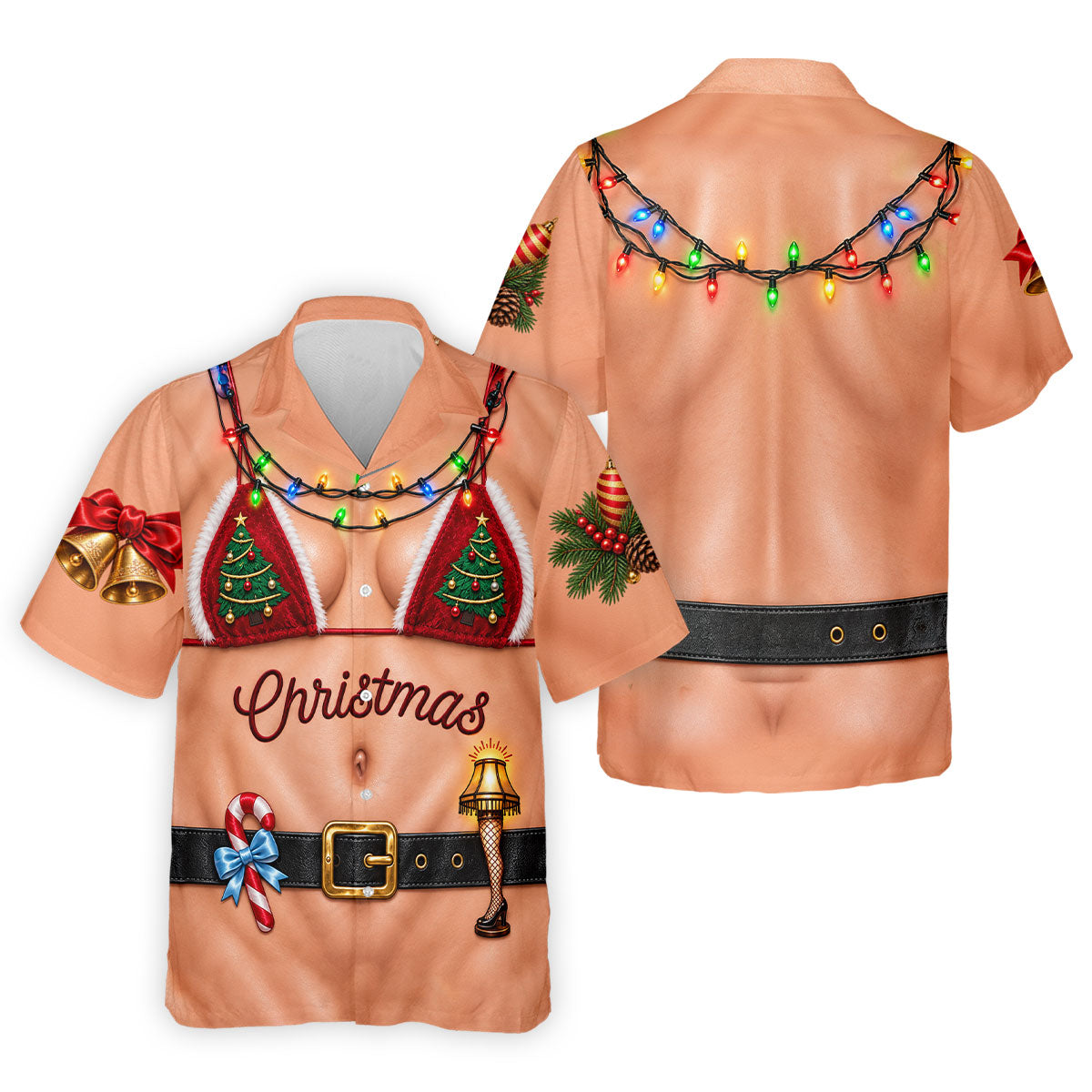 Xmas Tree Bikini Lights Christmas Golf Shirt, Mens Golf Clothing, Mens Golf Shirts