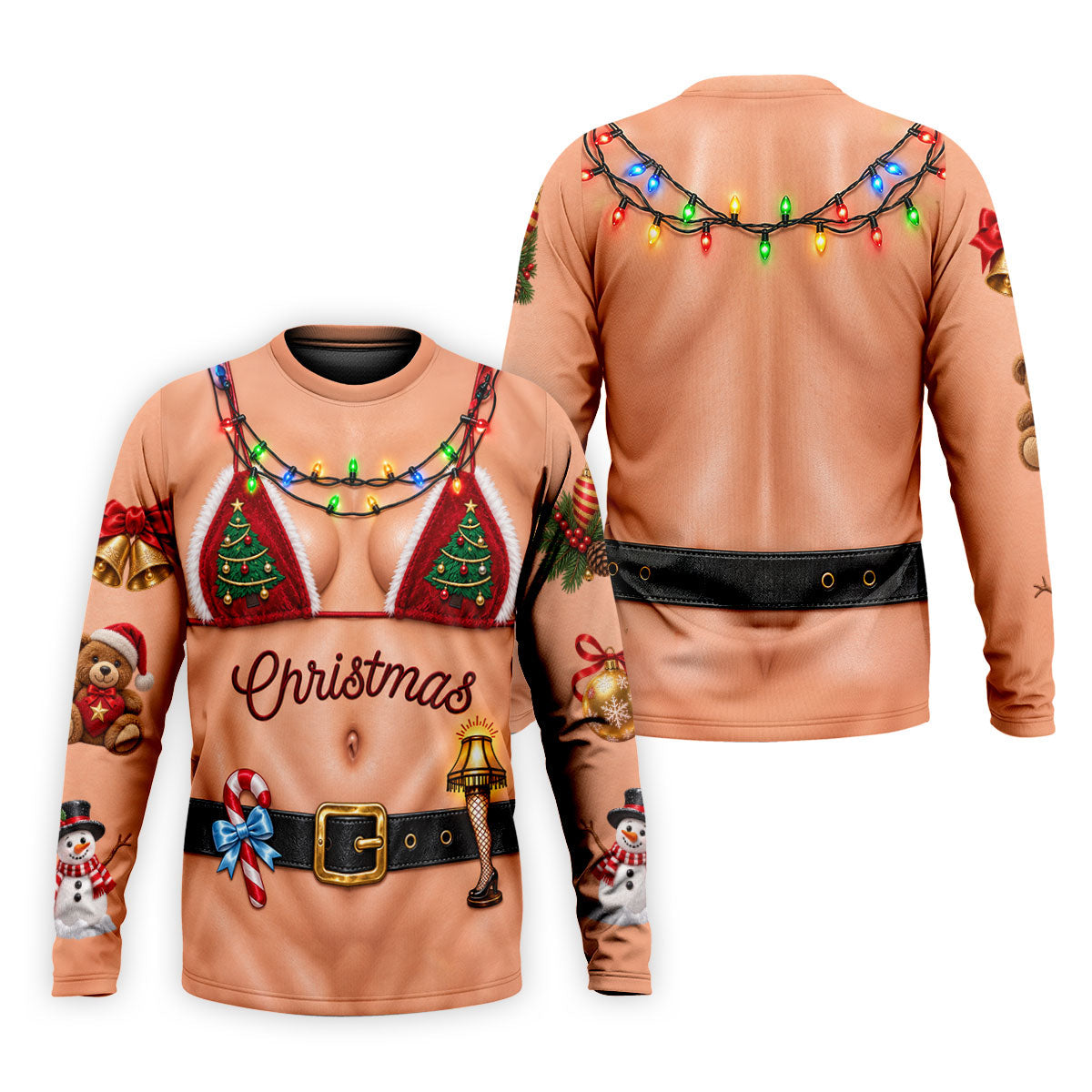 Xmas Tree Bikini Lights Christmas Golf Shirt, Mens Golf Clothing, Mens Golf Shirts