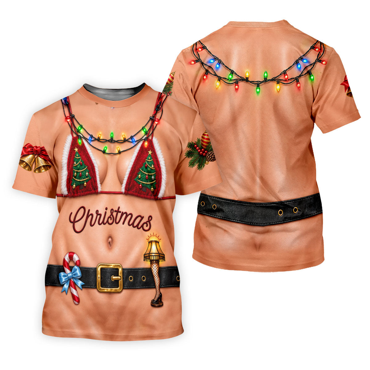 Xmas Tree Bikini Lights Christmas Golf Shirt, Ladies Golf Tops, Womens Golf Shirts