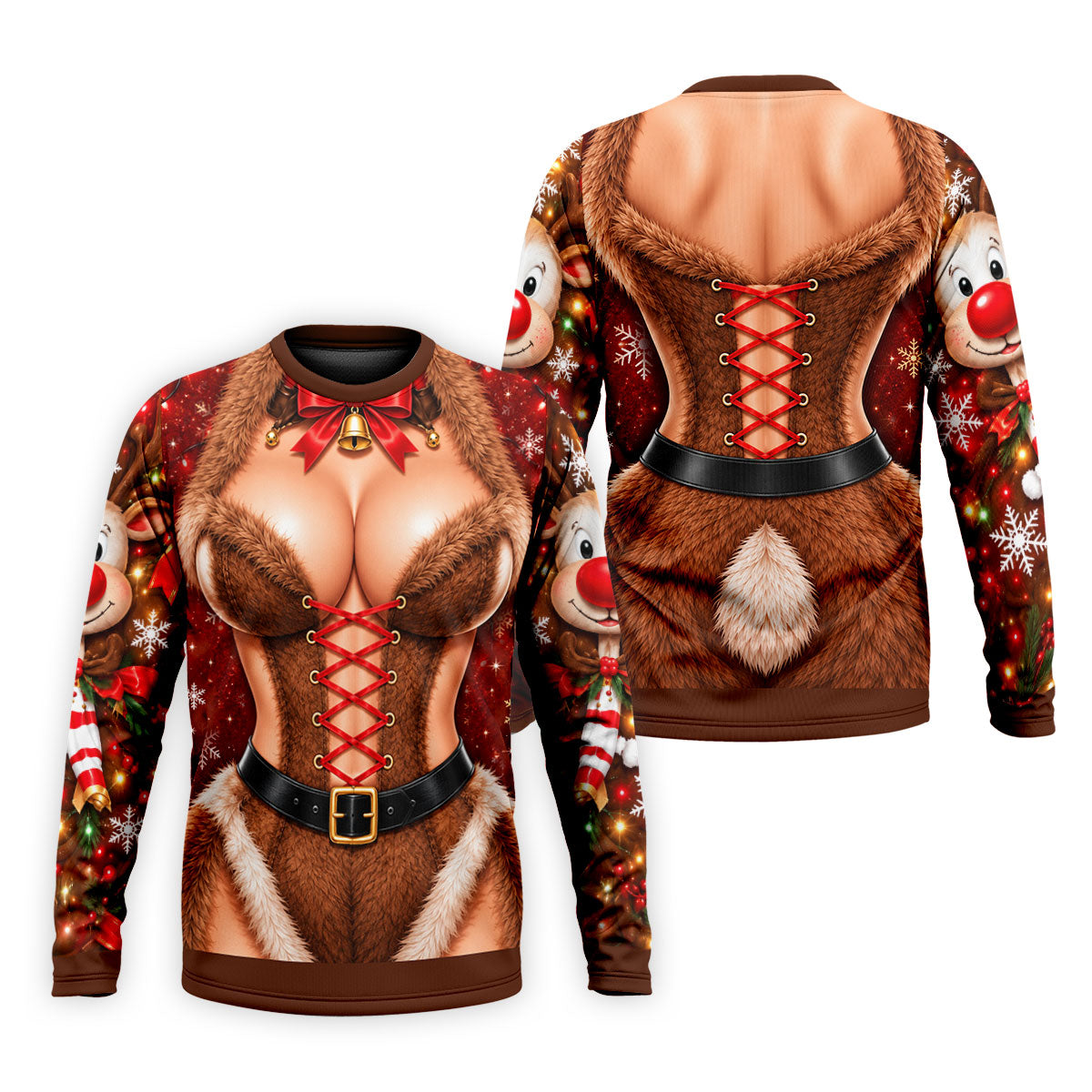 Reindeer Fur Lace Corset Christmas Golf Shirt, Golf Shirts For Men, Mens Golf Polo