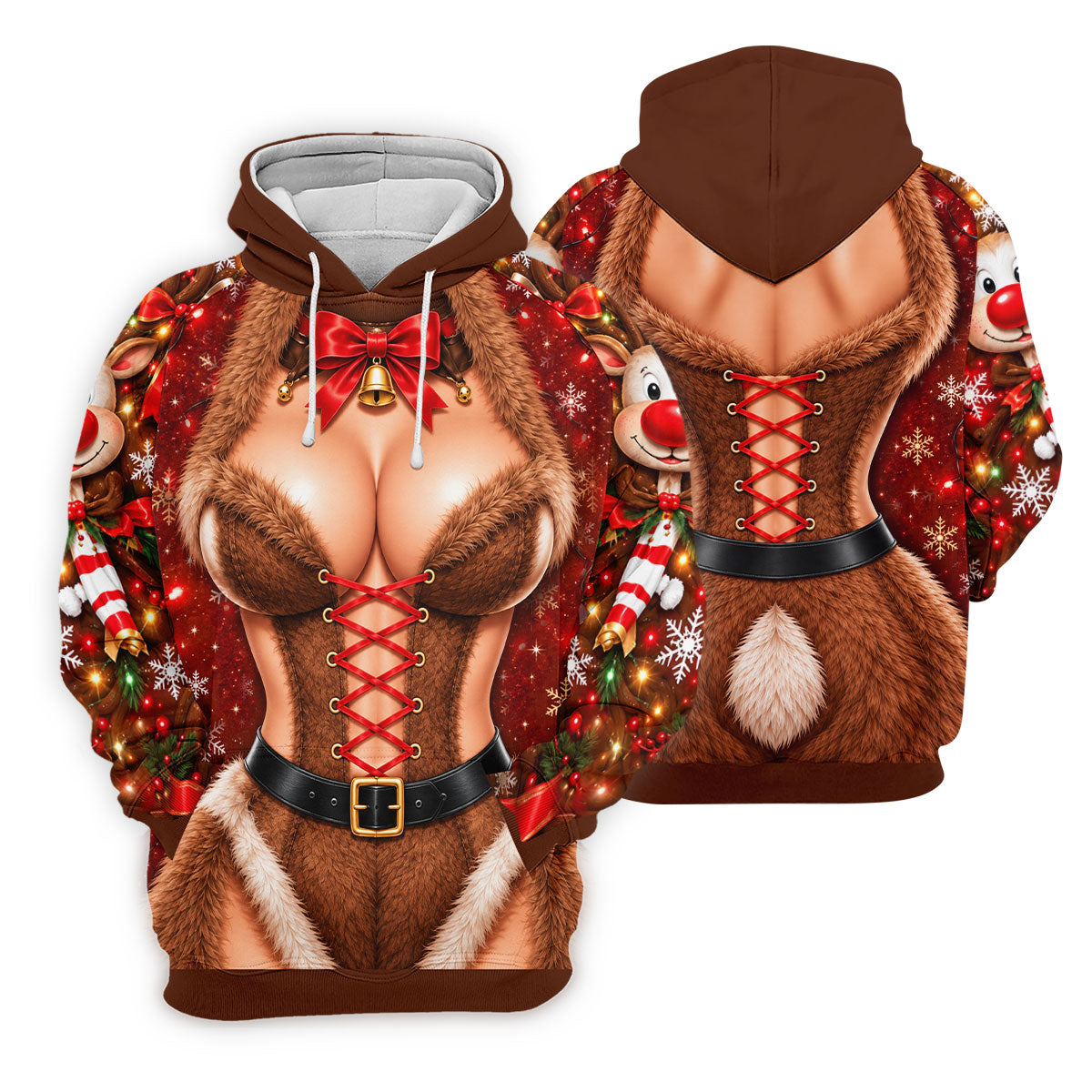 Reindeer Fur Corset Christmas Golf Shirt, Golf Gifts For Women, Womens Golf Apparel