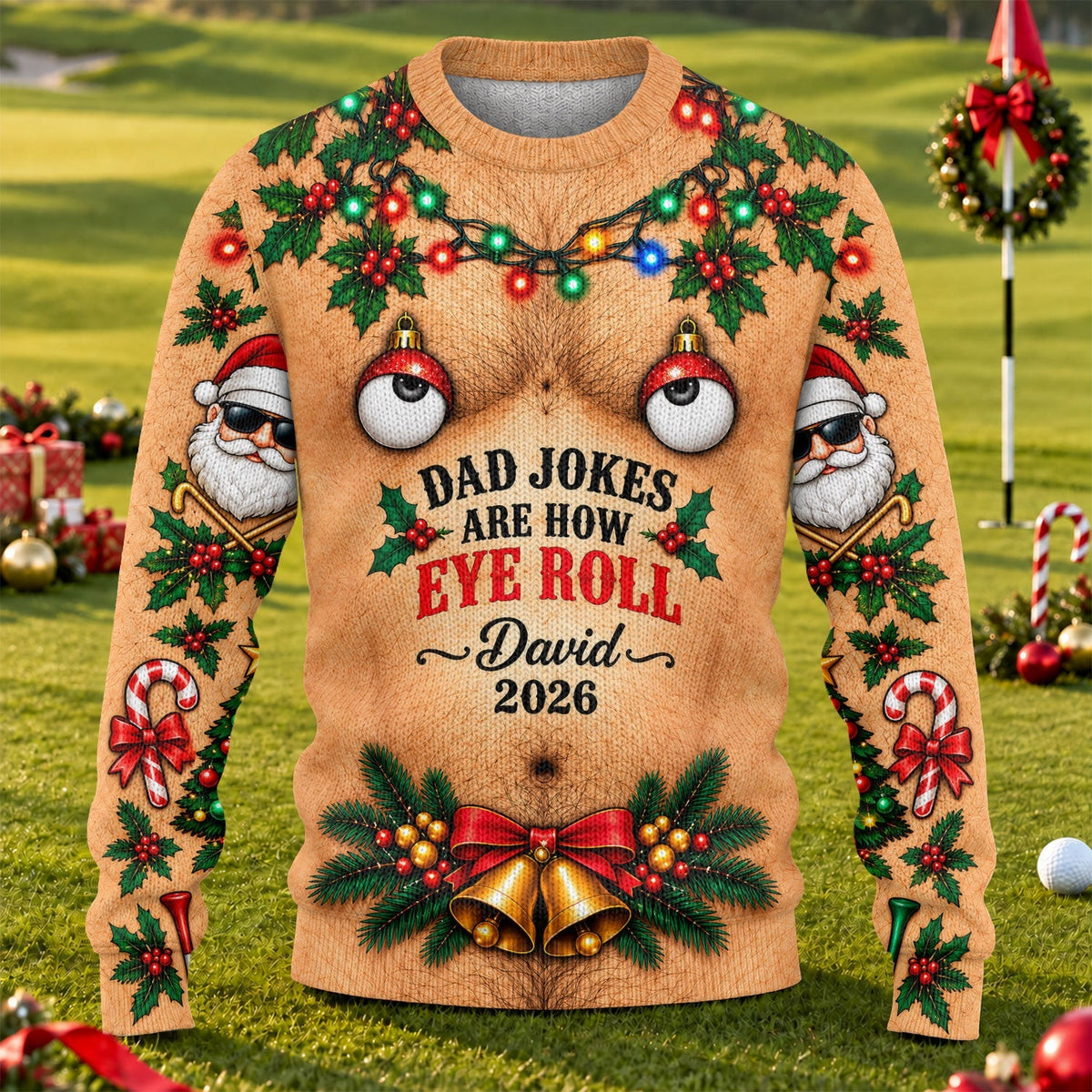 Dad Jokes Eye Roll Ugly Christmas Sweater, Christmas Gifts, Christmas Party Outfit