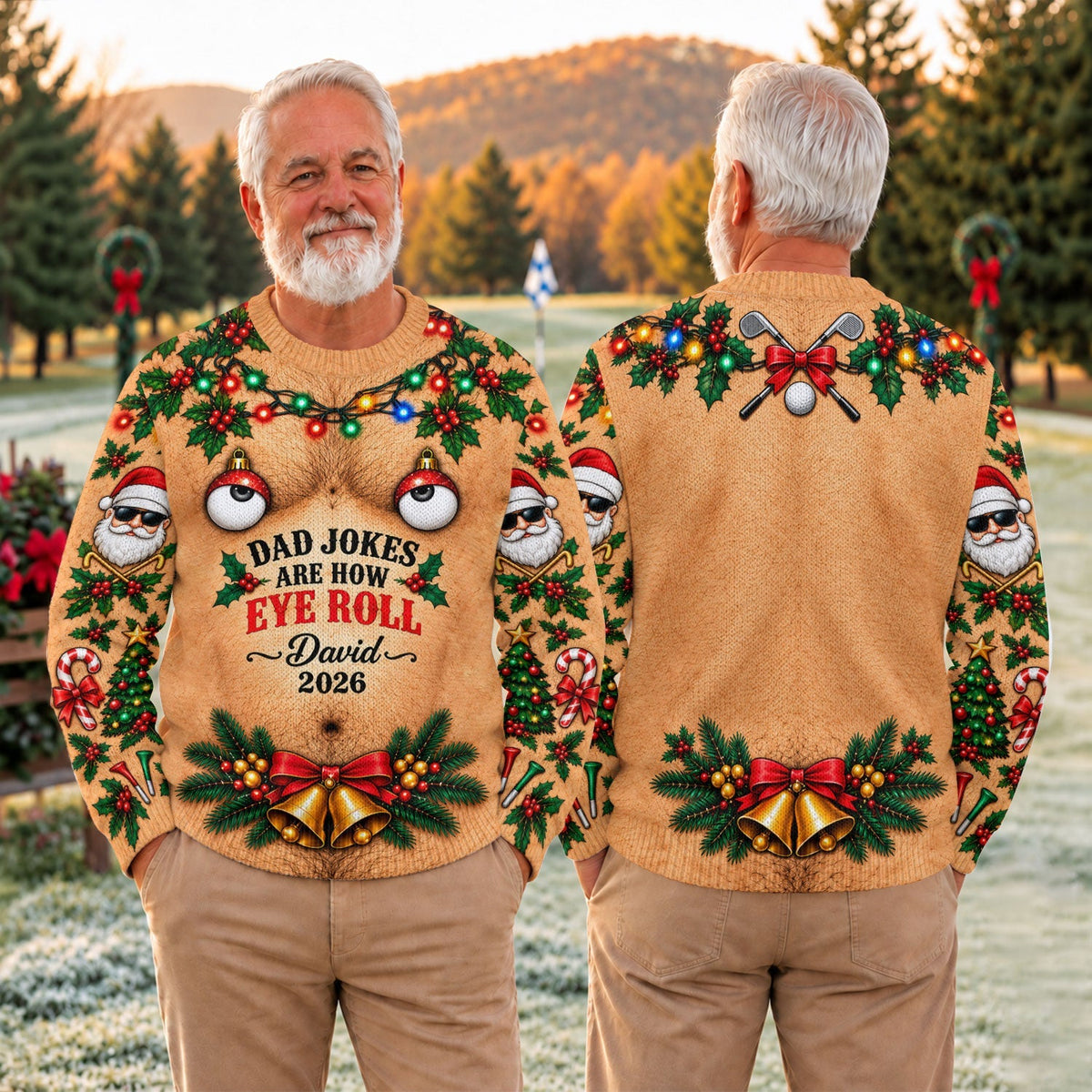 Dad Jokes Eye Roll Ugly Christmas Sweater, Christmas Gifts, Christmas Party Outfit
