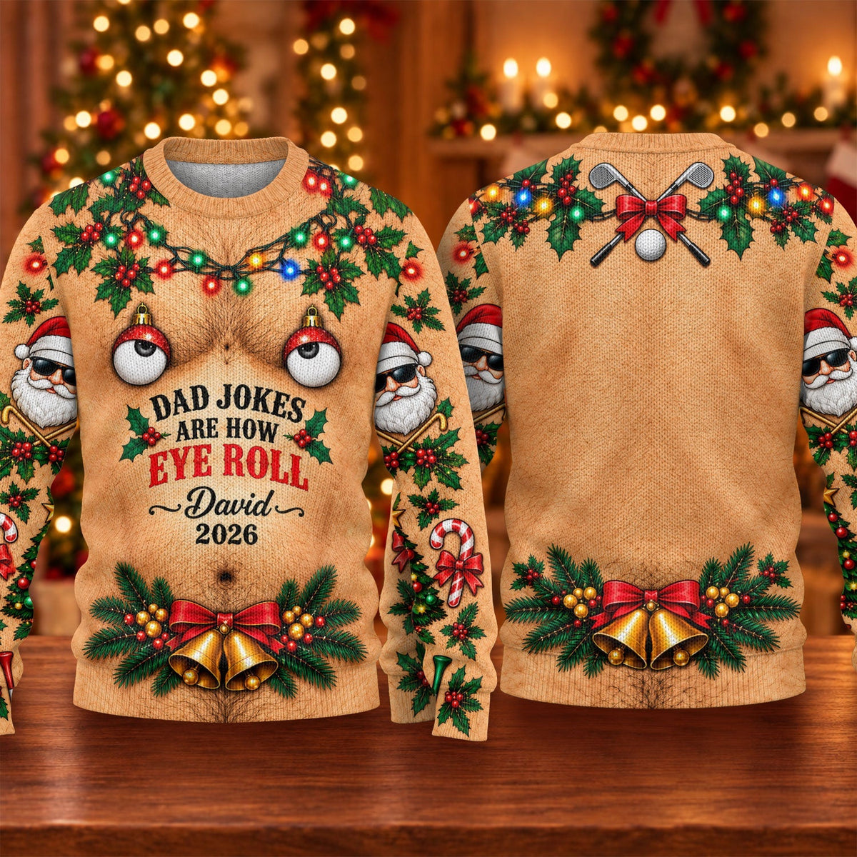 Dad Jokes Eye Roll Ugly Christmas Sweater, Christmas Gifts, Christmas Party Outfit