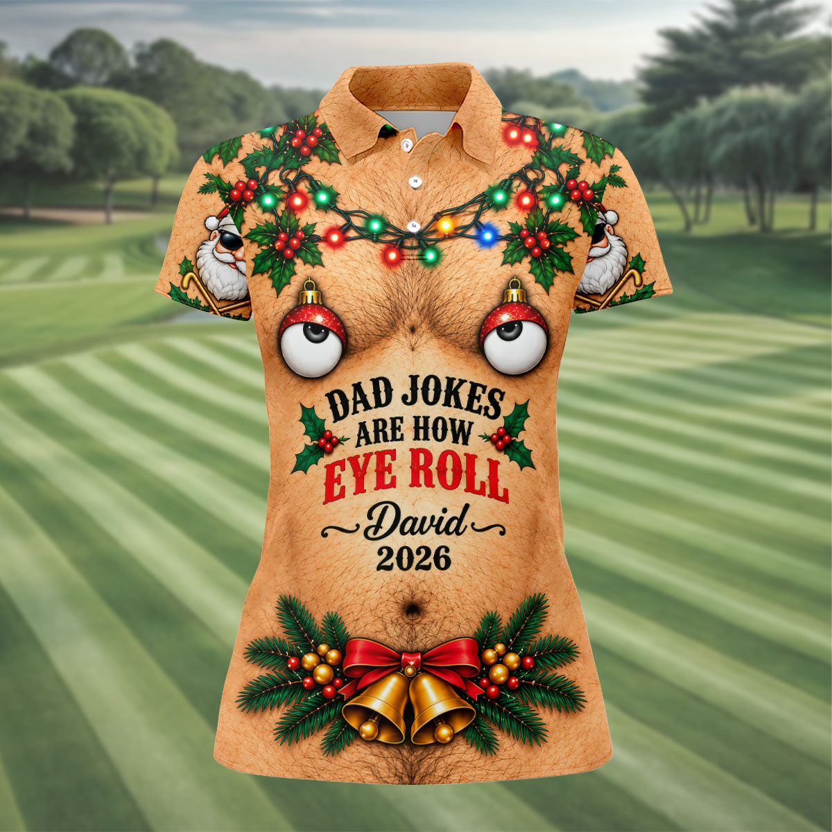 Funny Dad Jokes Eye Roll Christmas Golf Shirt, Ladies Golf Shirts, Ladies Golf Tops