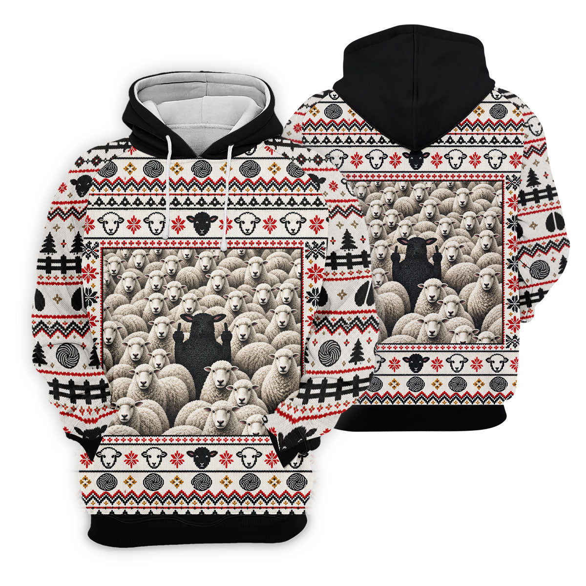 Black Sheep Fair Isle Christmas Golf Shirt, Mens Golf Polo, Mens Holiday Golf Shirts