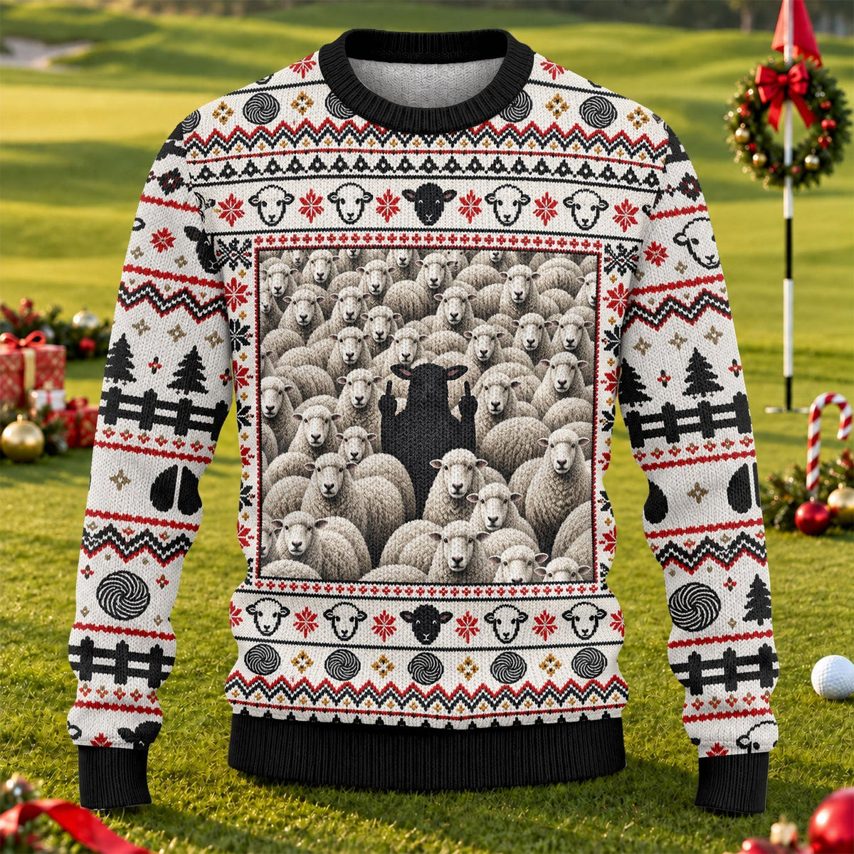 Black Sheep Fair Isle Ugly Christmas Sweater, Funny Christmas Outfit, Christmas Gifts