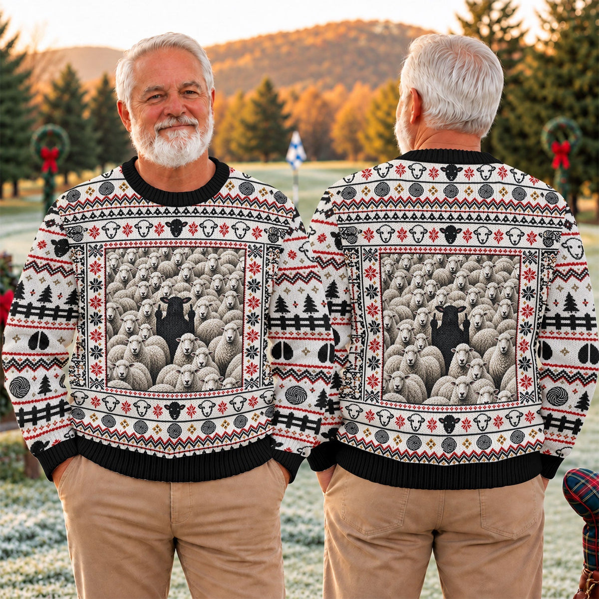 Black Sheep Fair Isle Ugly Christmas Sweater, Funny Christmas Outfit, Christmas Gifts