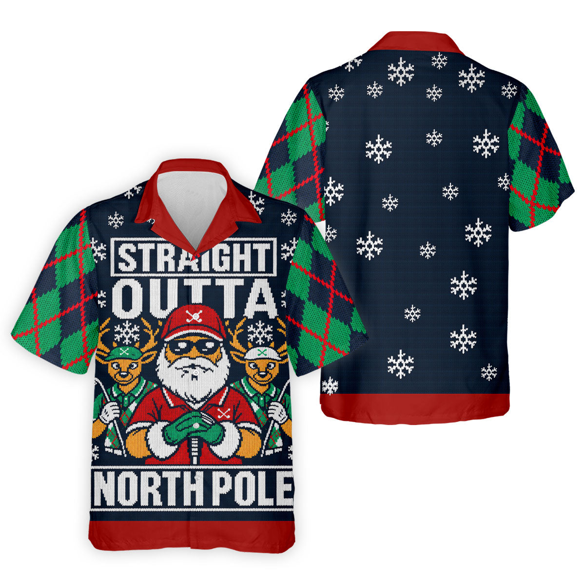 Straight Outta North Pole Christmas Golf Shirt, Mens Golf Apparel, Mens Golf Clothing