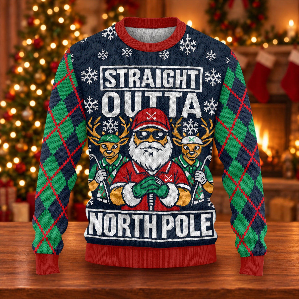 Straight Outta North Pole Ugly Christmas Sweater, Christmas Gifts, Golf Lover Gifts