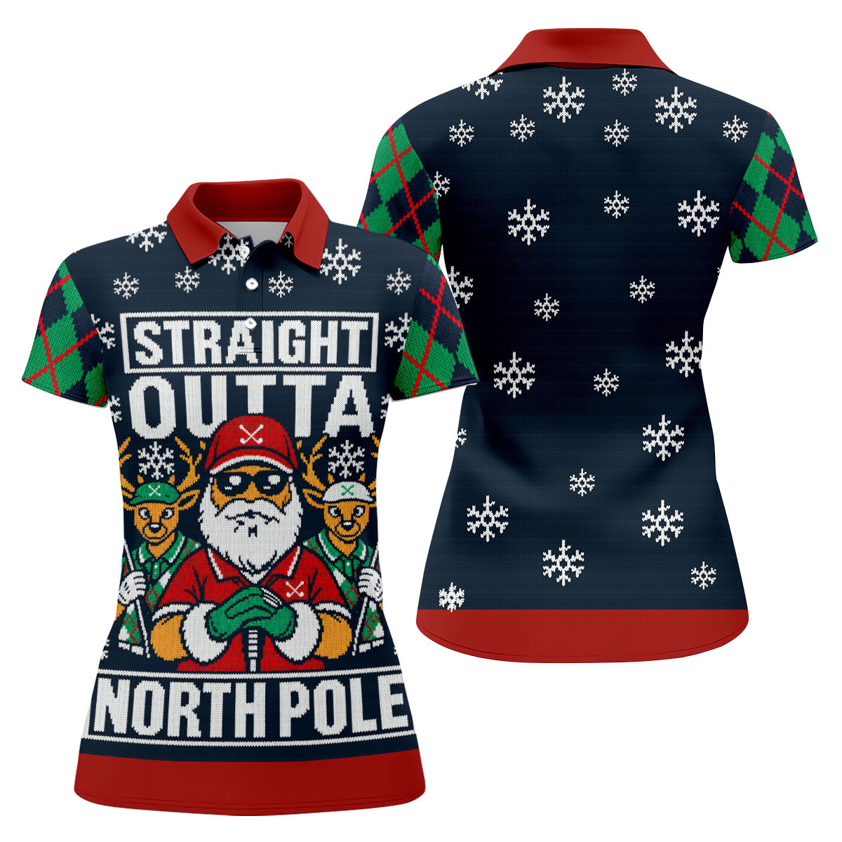Straight Outta North Pole Christmas Golf Shirt, Womens Golf Tops, Ladies Golf Apparel