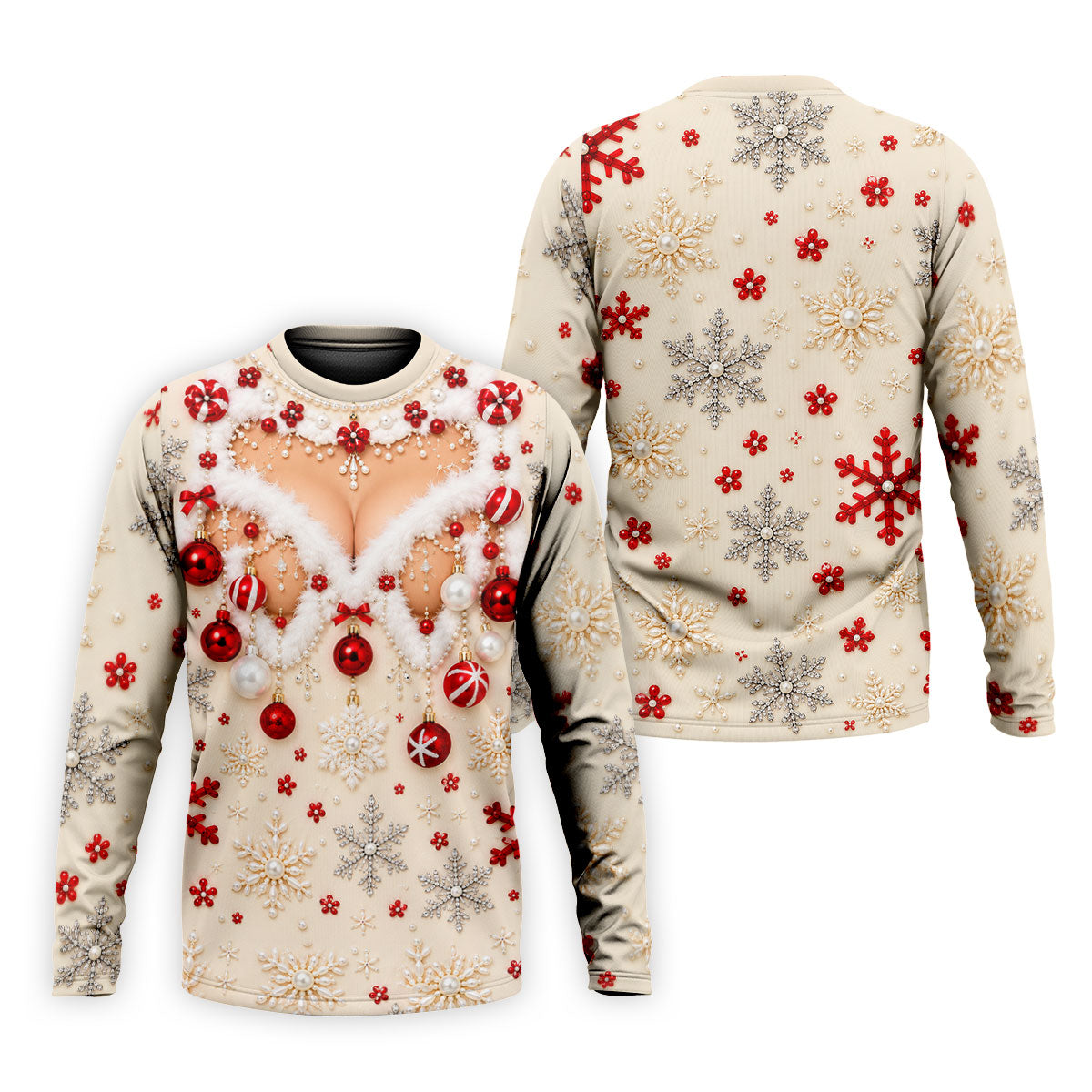 White Ornament Lace Bra Christmas Golf Shirt, Golf Polo For Men, Mens Golf Shirts
