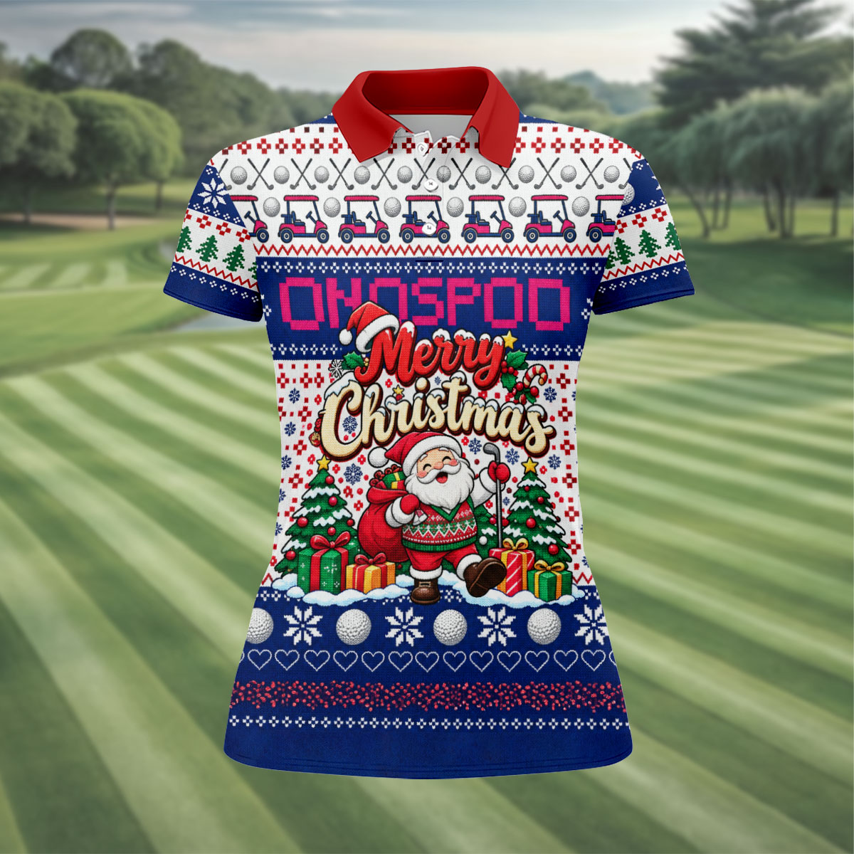 Santa Golf Balls Merry Christmas Golf Shirt, Womens Golf Tops, Ladies Golf Shirts