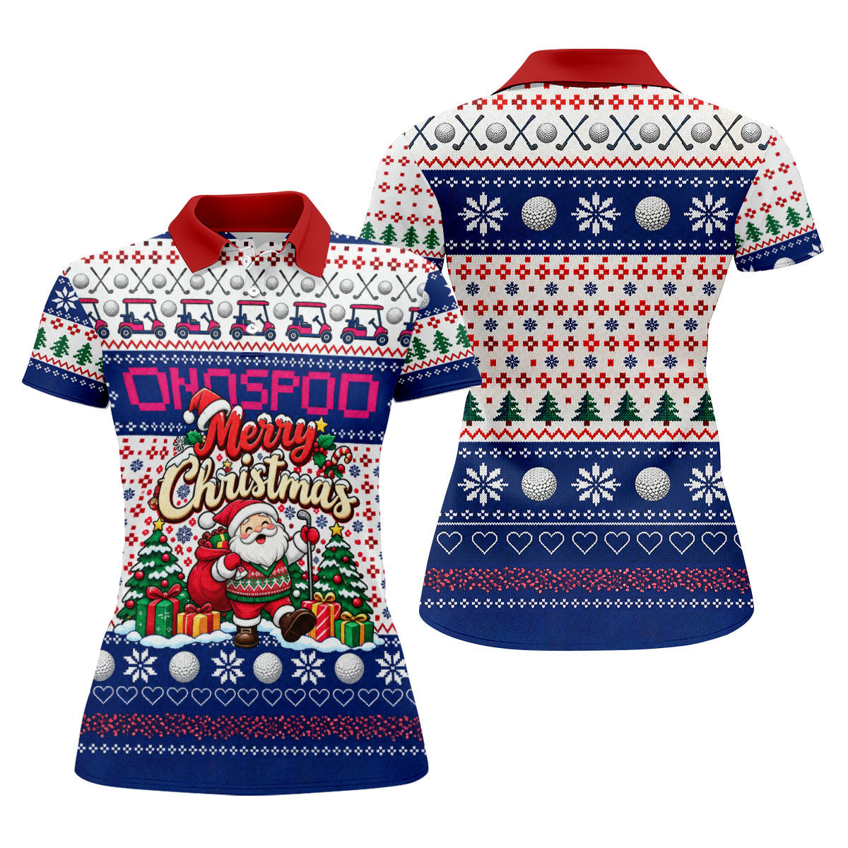 Santa Golf Balls Merry Christmas Golf Shirt, Womens Golf Tops, Ladies Golf Shirts