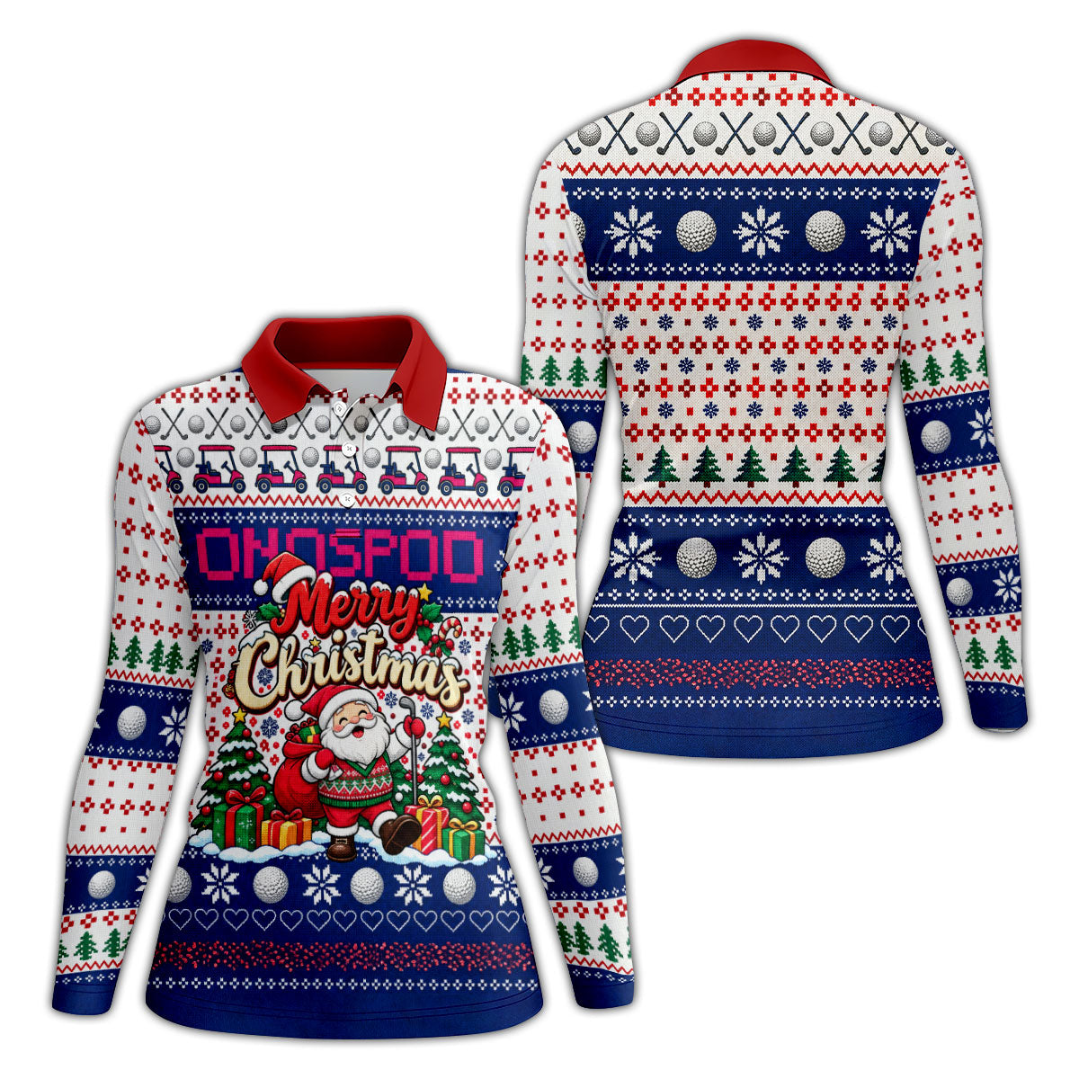 Santa Golf Balls Merry Christmas Golf Shirt, Womens Golf Tops, Ladies Golf Shirts