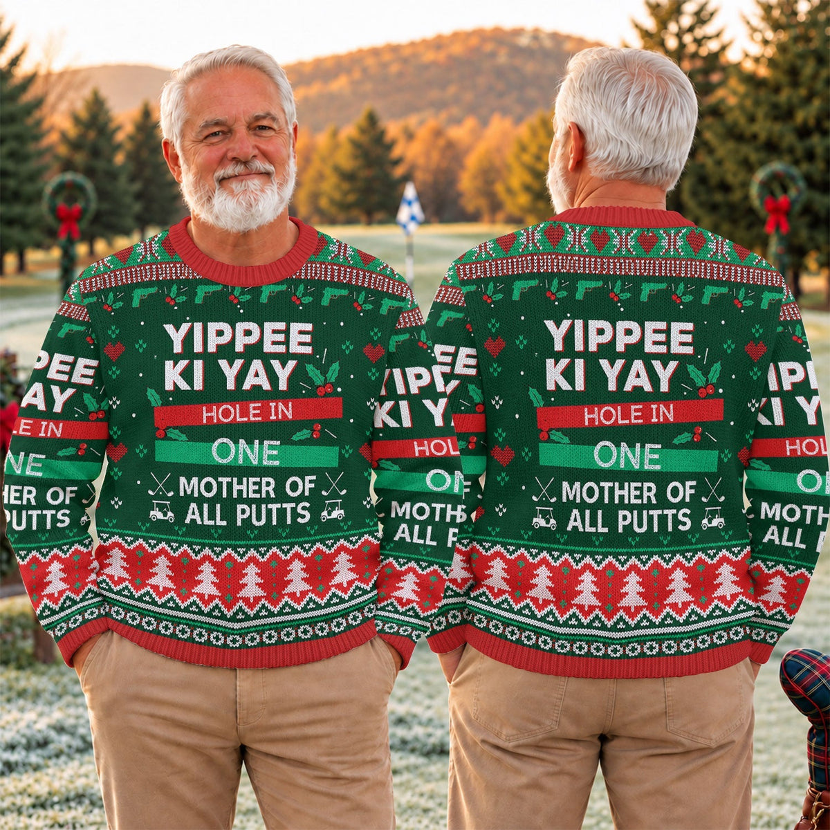 Ugly Christmas Sweater Yippee Ki Yay Hole In One, Golf Lover Gifts, Christmas Gifts