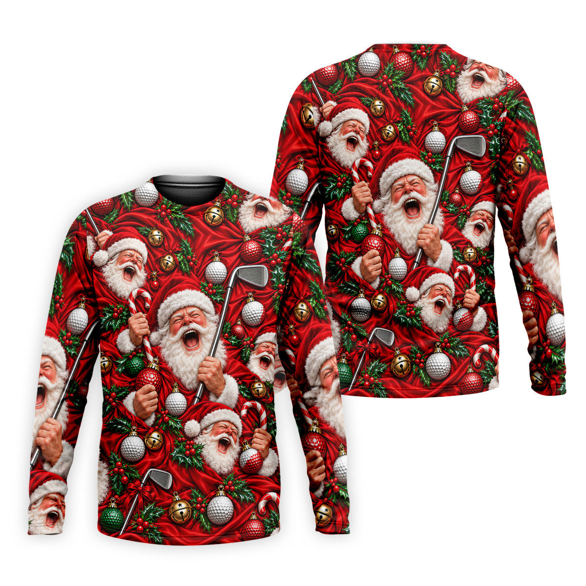 Santa Golf Ornaments Christmas Golf Shirt, Golf Shirts For Men, Mens Golf Shirts