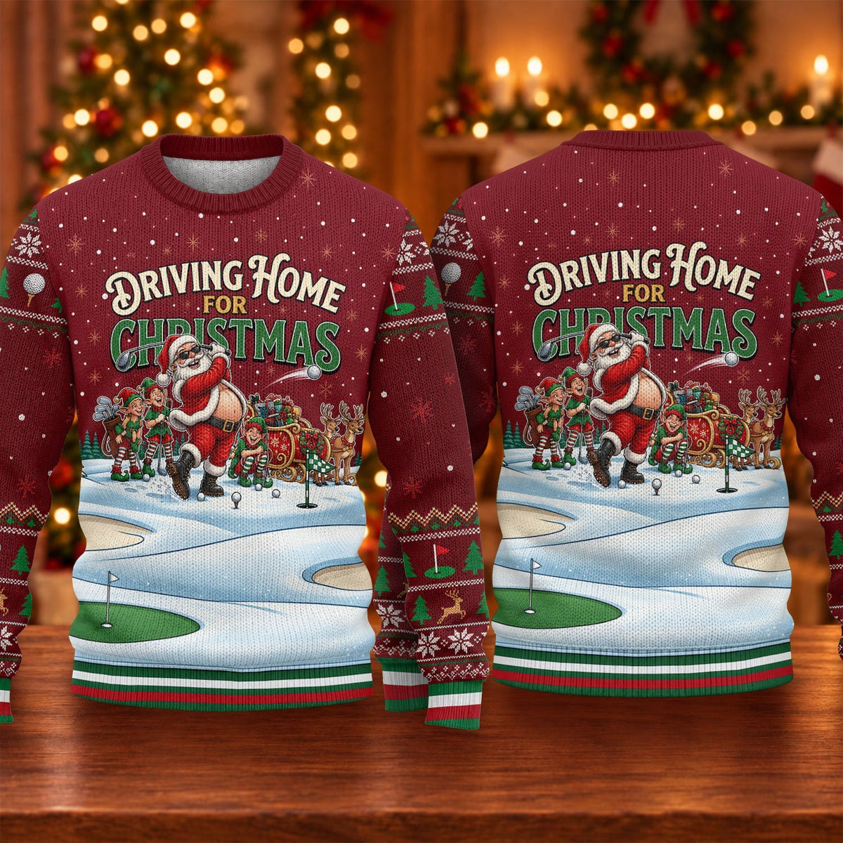 Ugly Christmas Sweater Driving Home For Christmas, Golf Lover Gifts, Funny Xmas Gift