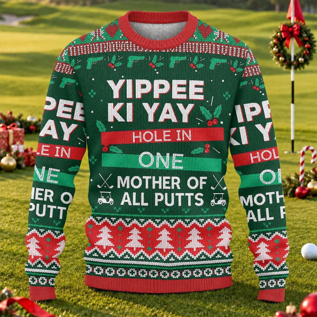 Ugly Christmas Sweater Yippee Ki Yay Hole In One, Golf Lover Gifts, Christmas Gifts