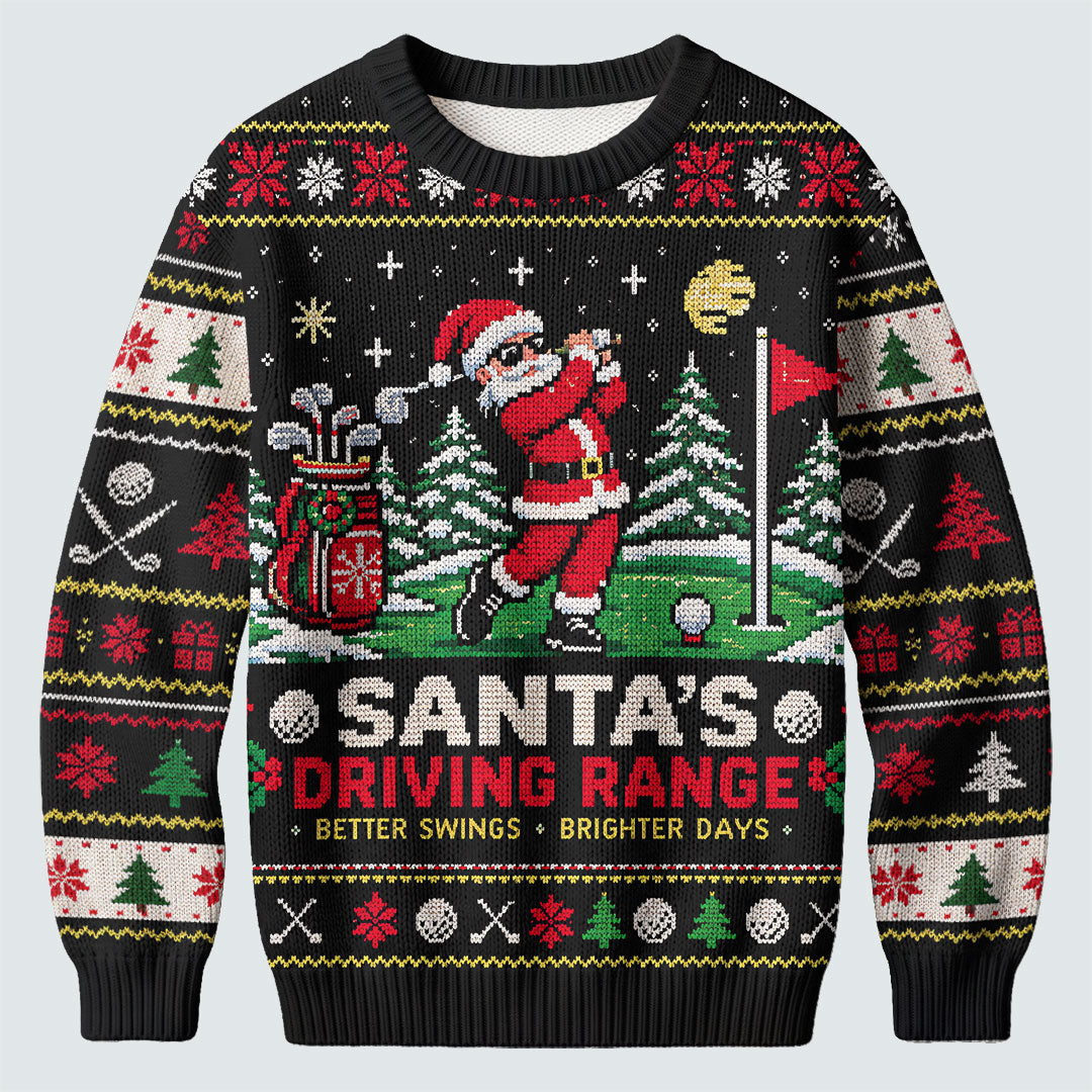 Ugly Christmas Sweater Santa Driving Range, Ugly Sweater Party, Holiday Party Sweater