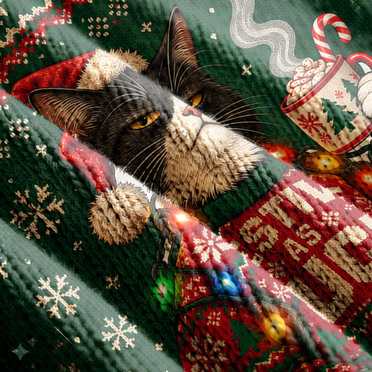Ugly Christmas Sweater Festive Cat Lights, Ugly Sweater Party, Christmas Golf Gift