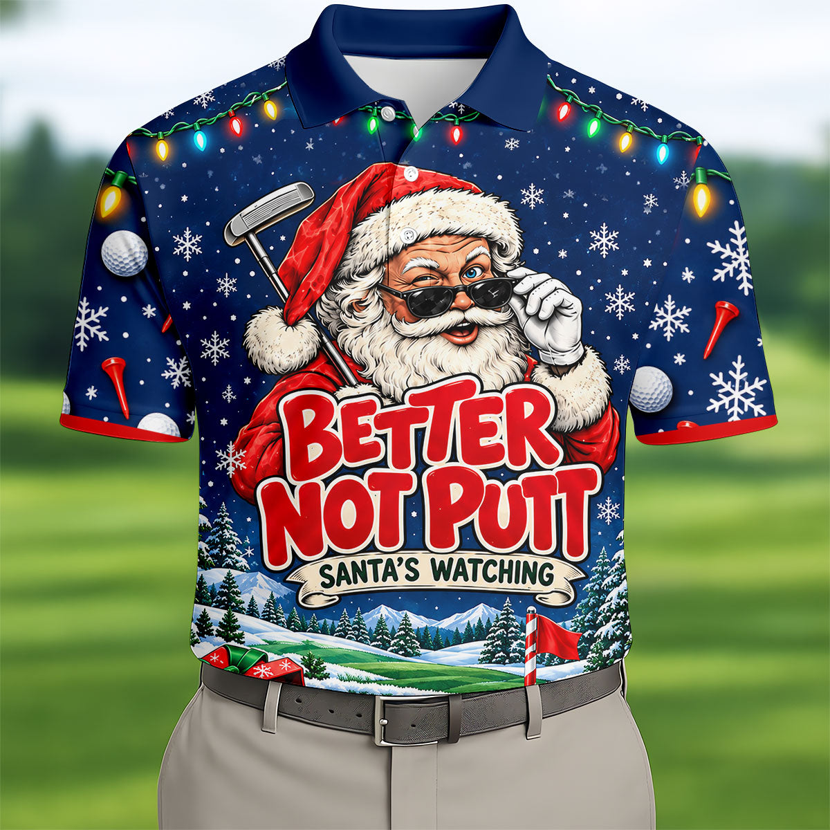 Better Not Putt Santa Christmas Golf Shirt, Golf Shirts For Men, Mens Golf Apparel
