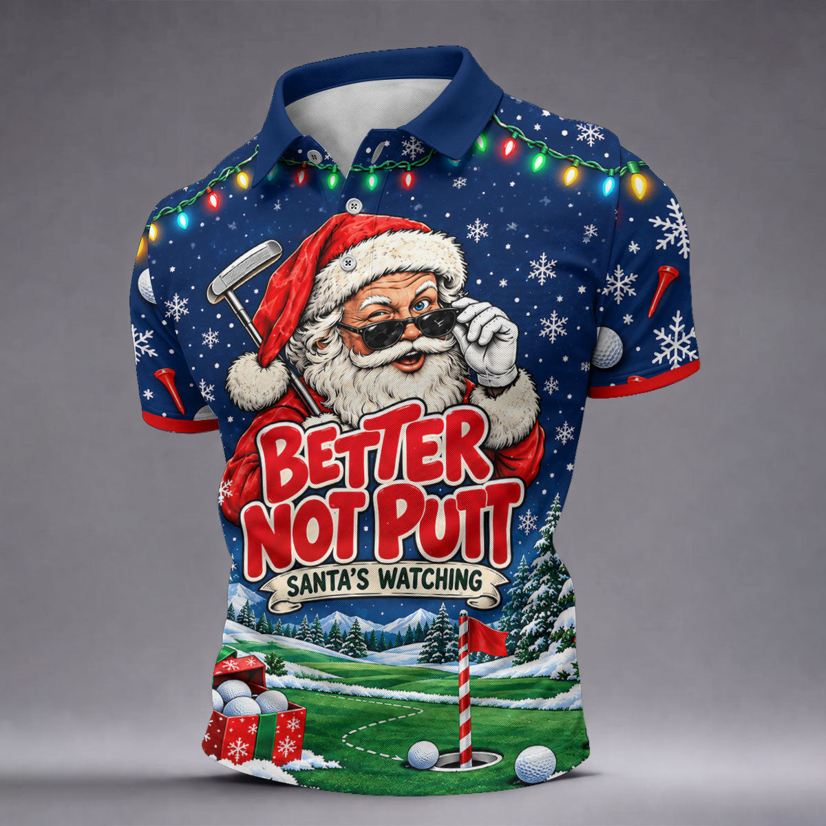 Better Not Putt Santa Christmas Golf Shirt, Golf Shirts For Men, Mens Golf Apparel