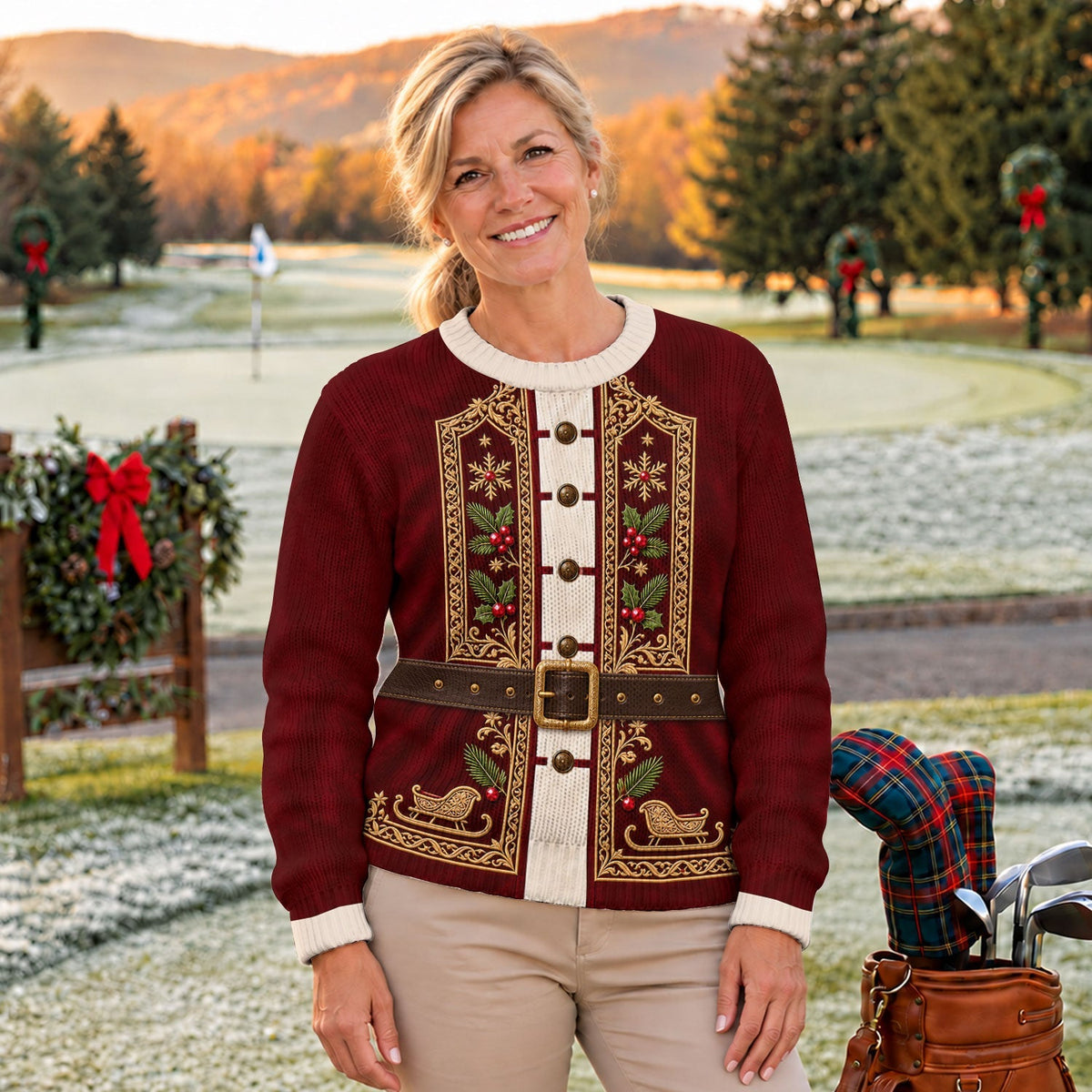 Ugly Christmas Sweater Vintage Tapestry, Ugly Sweater Party, Christmas Golf Gift