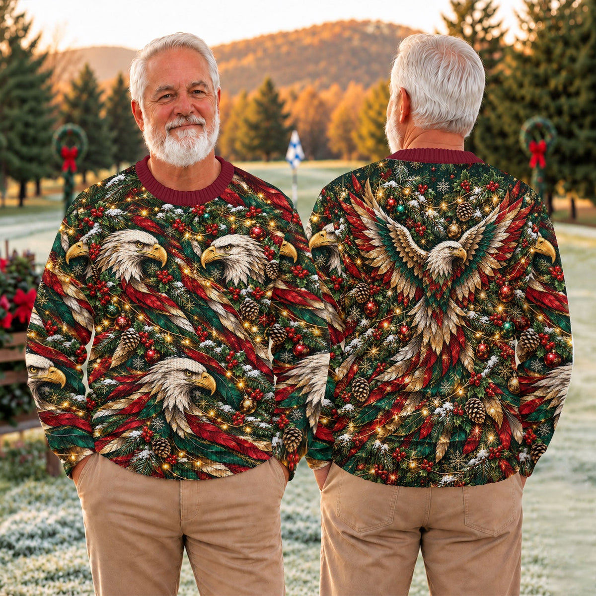 Ugly Christmas Sweater Eagle Pattern, Ugly Sweater Party, Christmas Party Outfit