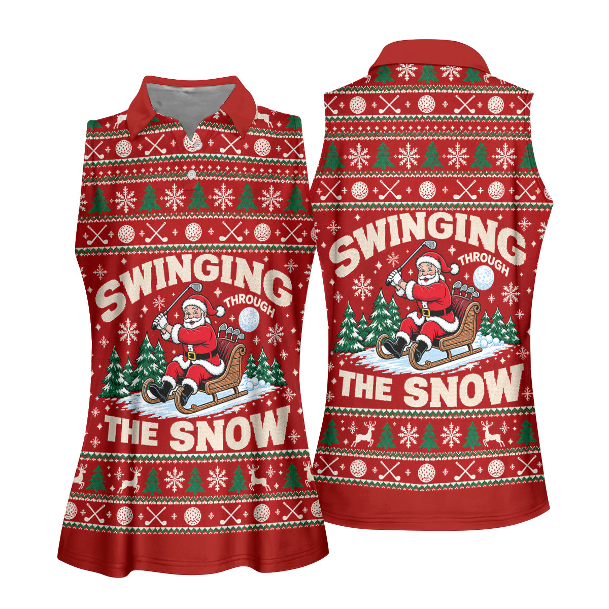 Swinging In The Snow Christmas Golf Shirt, Womens Golf Tops, Womens Golf Apparel