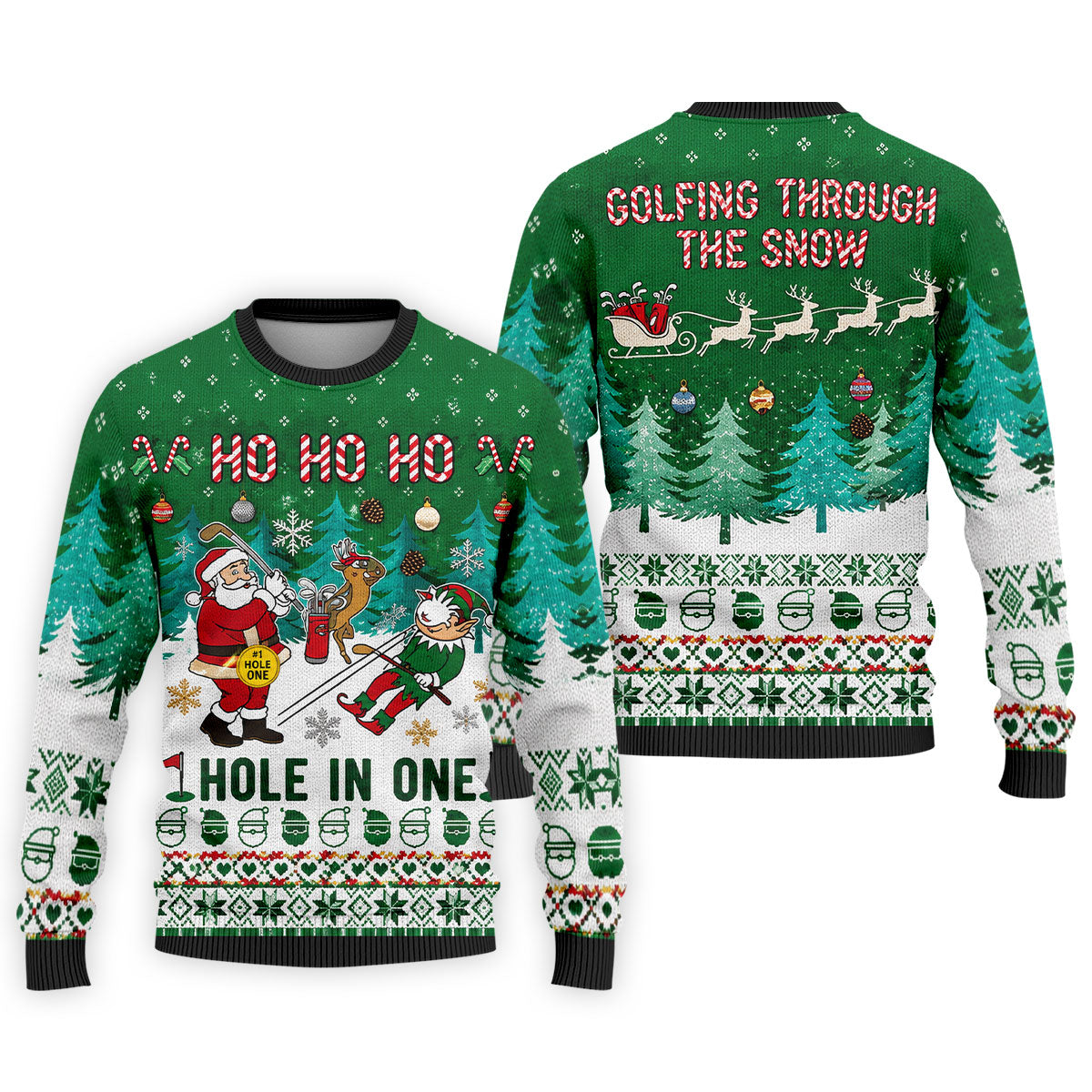 Santa Hole In One Christmas Golf Shirt, Mens Golf Shirts, Funny Mens Golf Shirts