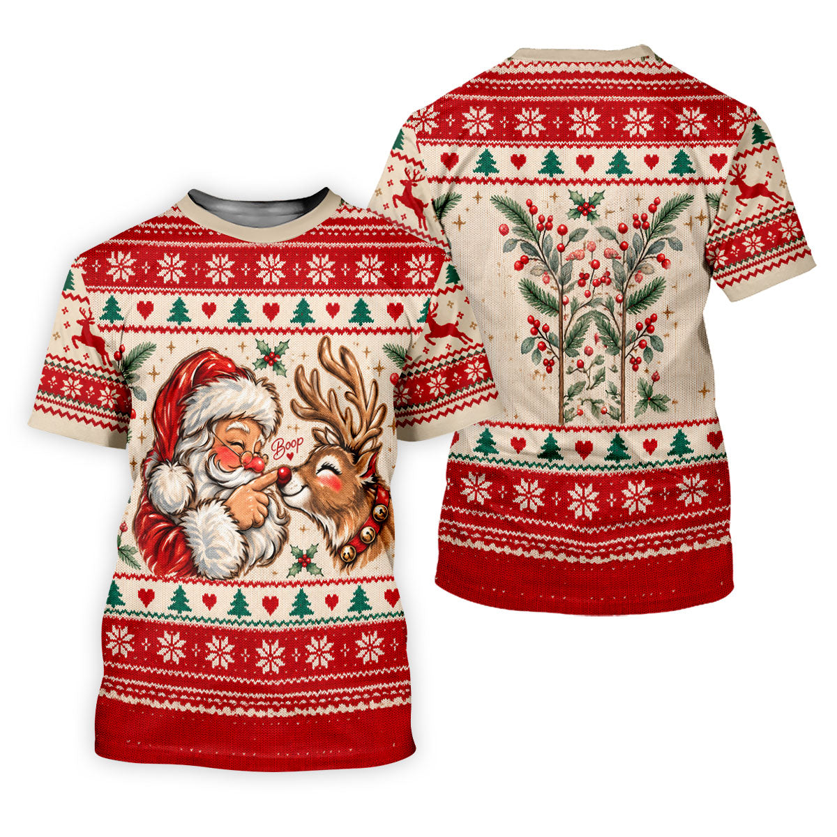 Santa Reindeer Christmas Golf Shirt, Mens Golf Apparel, Mens Holiday Golf Shirts