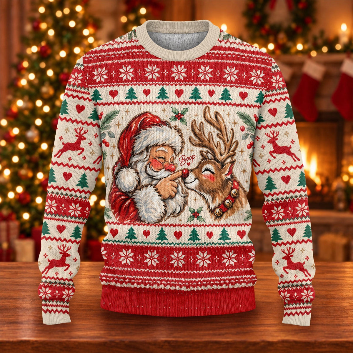 Ugly Christmas Sweater Santa Reindeer, Christmas Golf Gift, Holiday Party Sweater