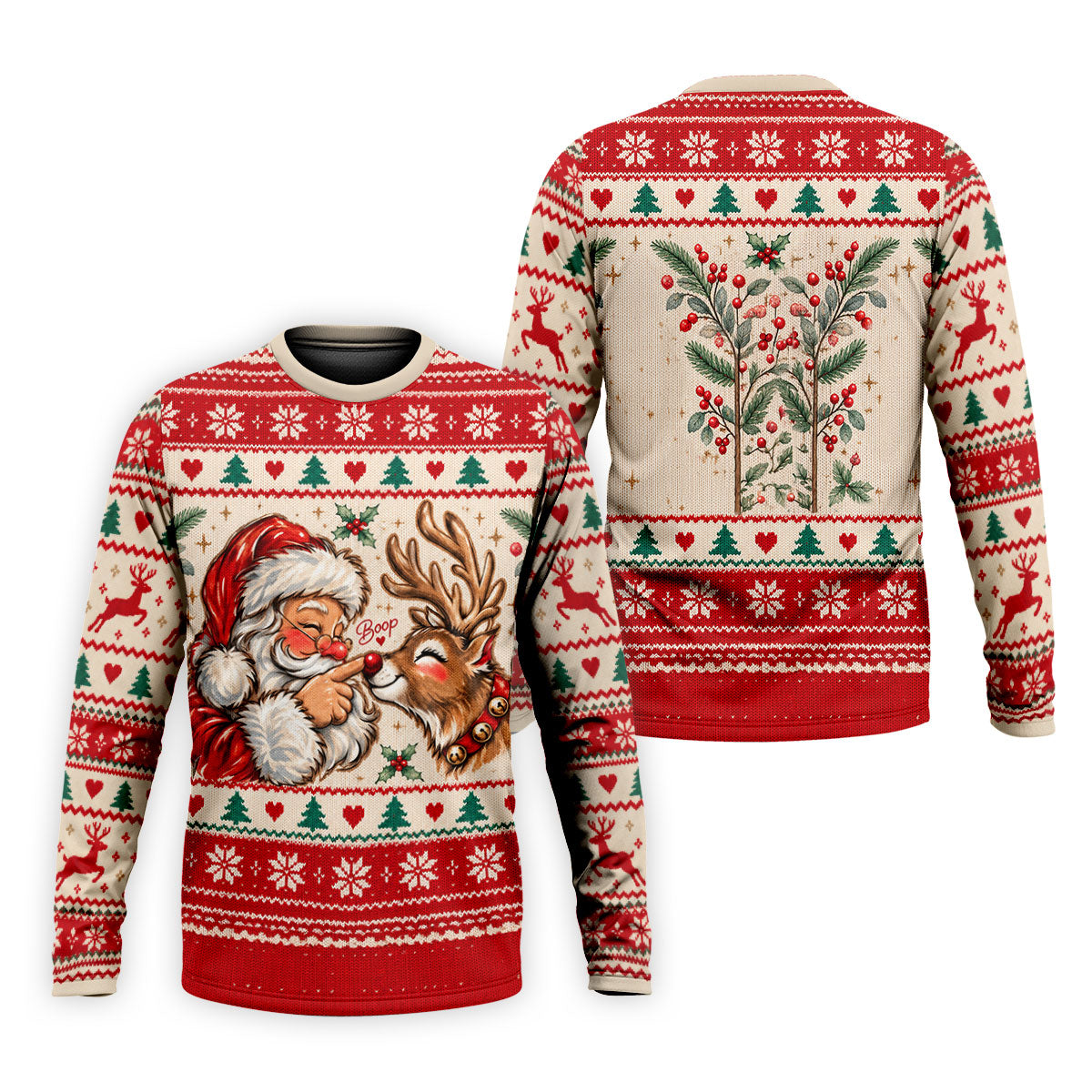 Santa Reindeer Christmas Golf Shirt, Mens Golf Apparel, Mens Holiday Golf Shirts