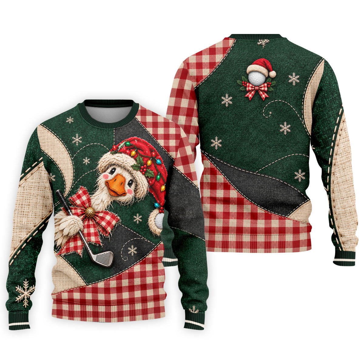 Santa Hat Goose Golfer Christmas Golf Shirt, Mens Golf Shirts, Funny Mens Golf Shirts