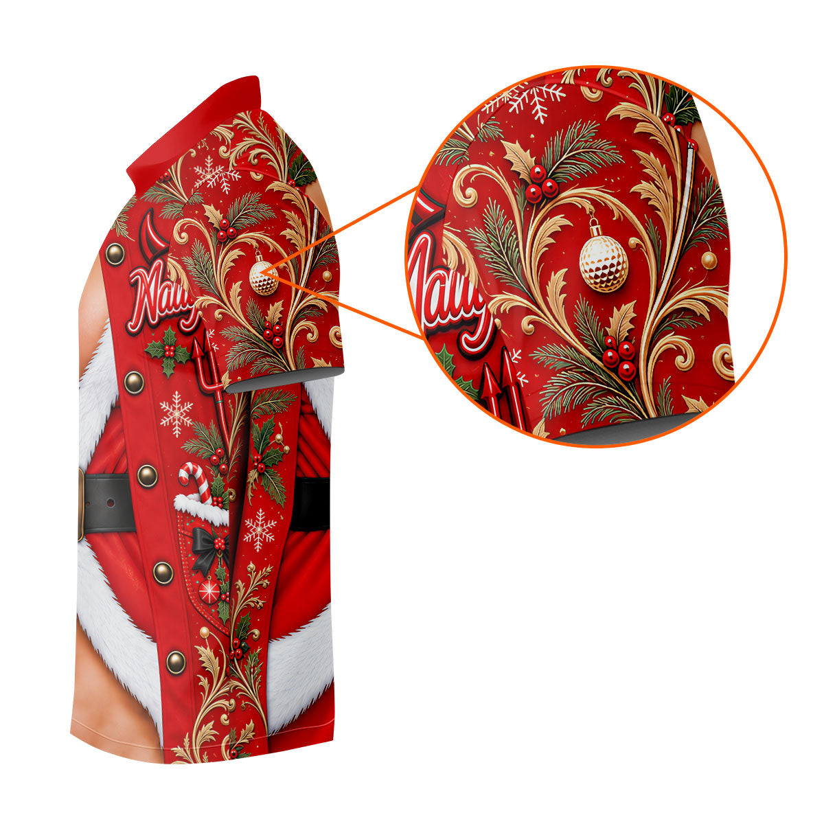 Nice Naughty Busty Santa Christmas Golf Shirt, Golf Polo For Men, Golf Gifts For Men